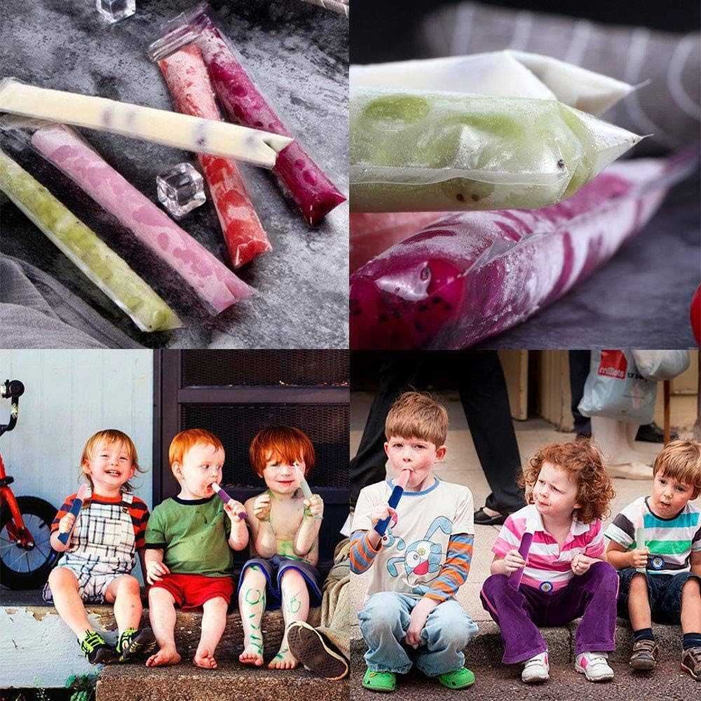 160 Disposable Ice Popsicle Mold Bags| BPA Free Freezer Tubes With Zip Seals | For Healthy Snacks, Yogurt Sticks, Juice &#x26; Fruit Smoothies, Ice Candy Pops| Comes With A Funnel (11&#x22;x2&#x22;)