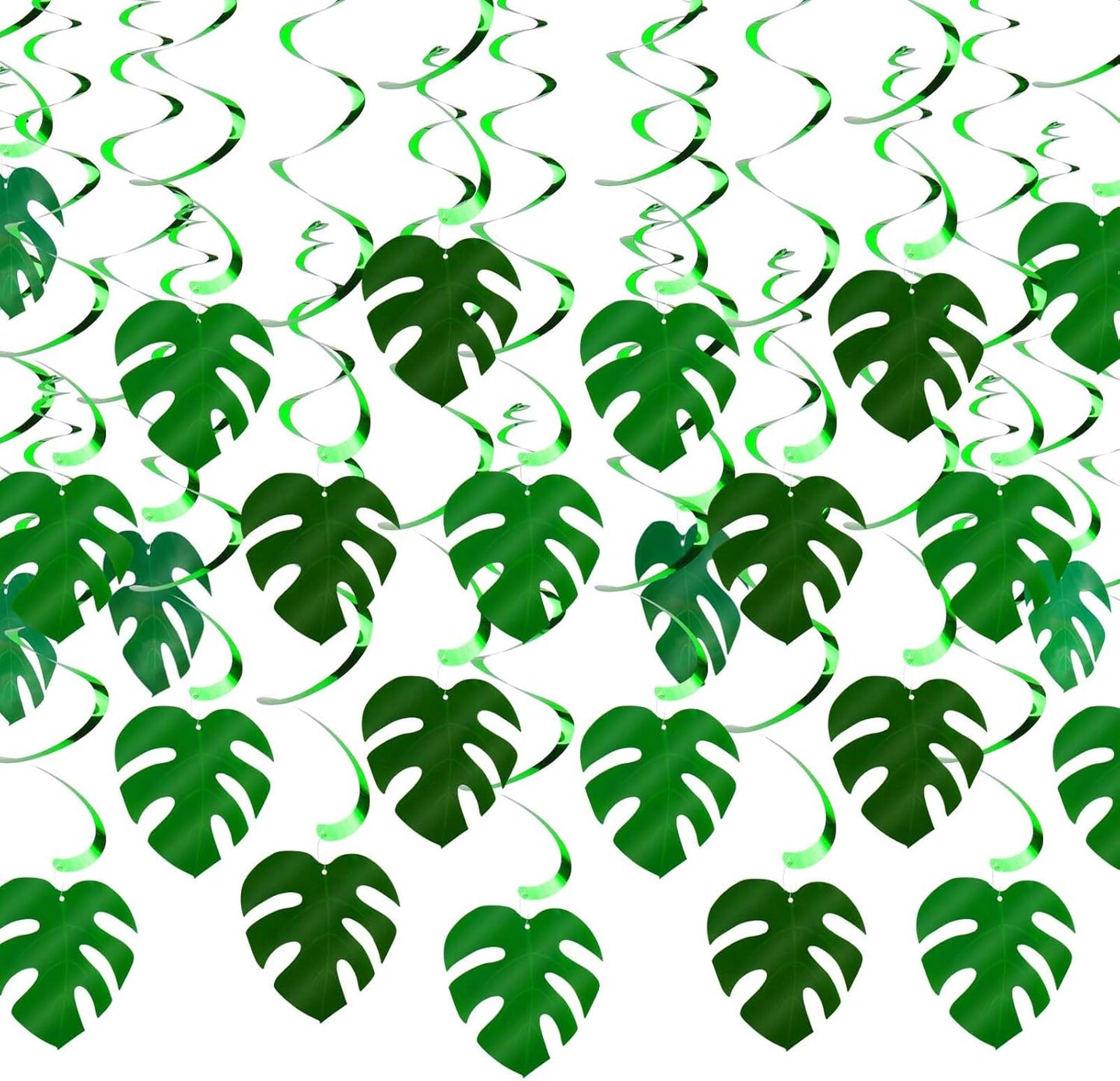 64 PCS Hawaiian Palm Leaves Swirl for Luau Party Decorations, Hawaiian Themed/Tropical Party/Jungle Safari Party Decor for Summer Baby Shower Birthday Party Favor Supplies