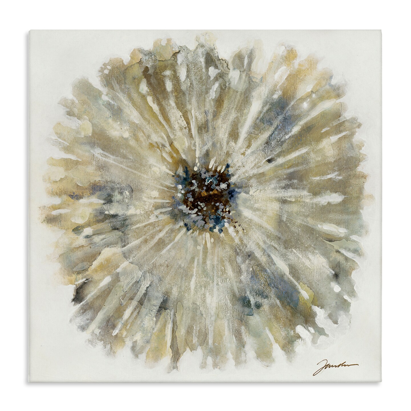 Stupell Industries Neutral Rustic Abstract Flower Canvas Design by Liz Jardine