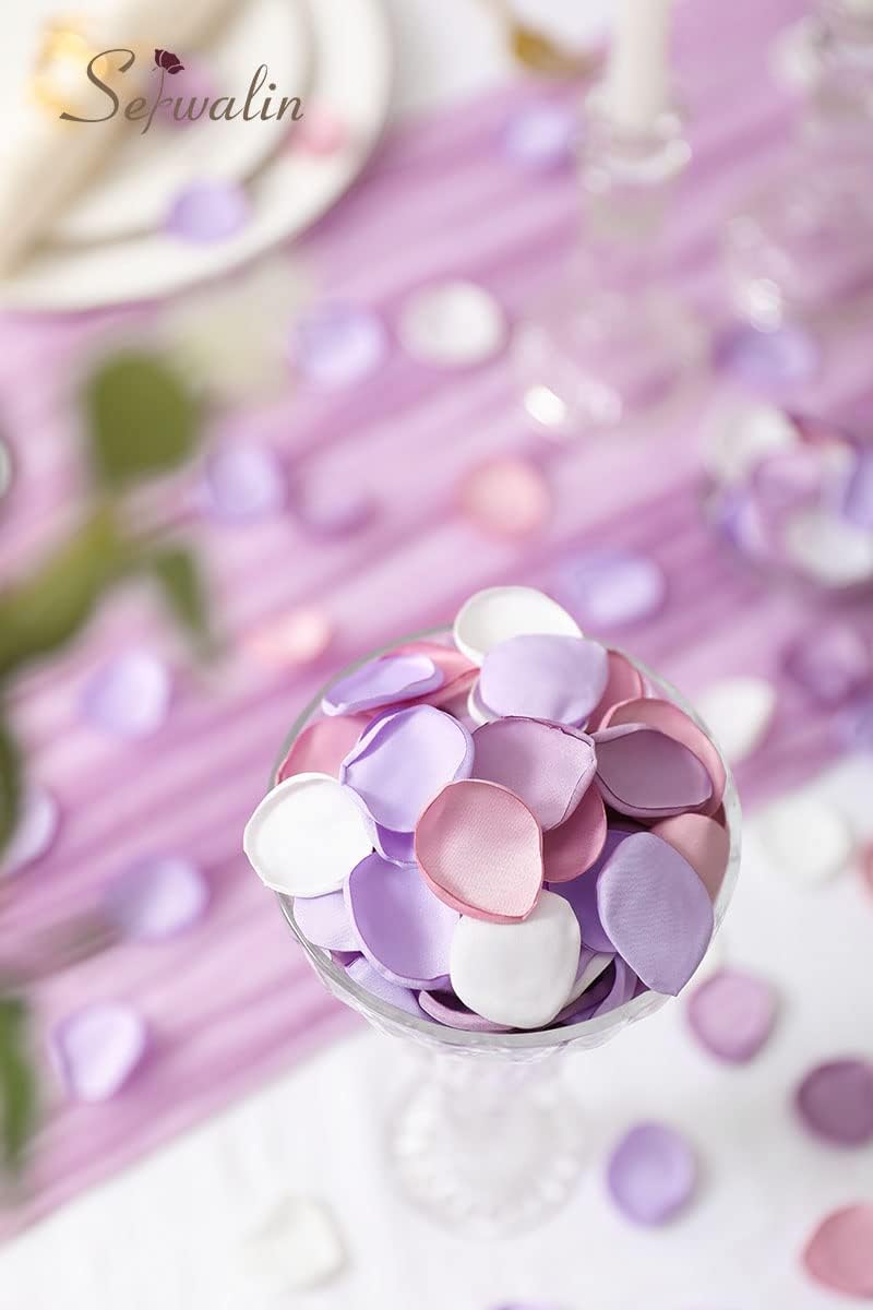 300Pcs Silk Rose Petals Artificial Flower for Weddings Proposal - Purple Pink for Romantic Night