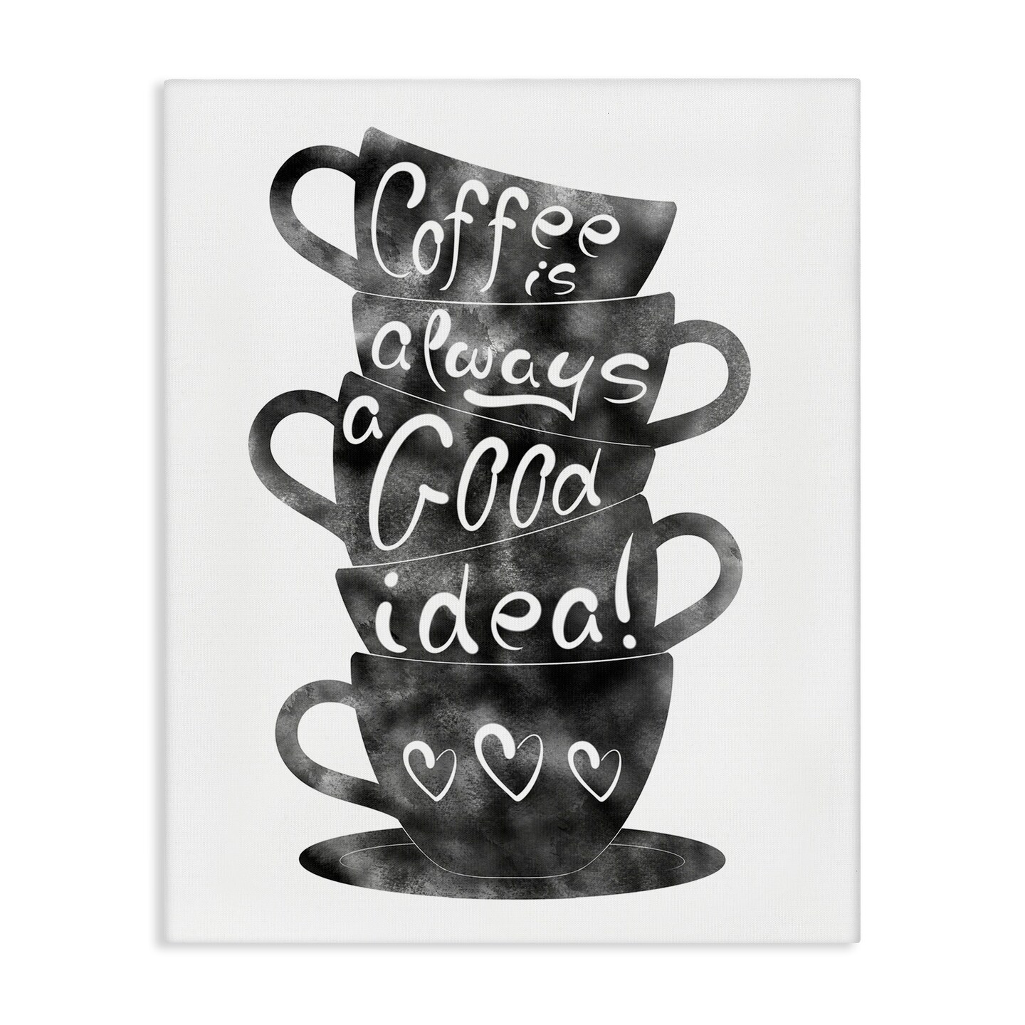 Stupell Industries Coffee Mugs Stacked & Phrase Canvas Design by Marcus Prime