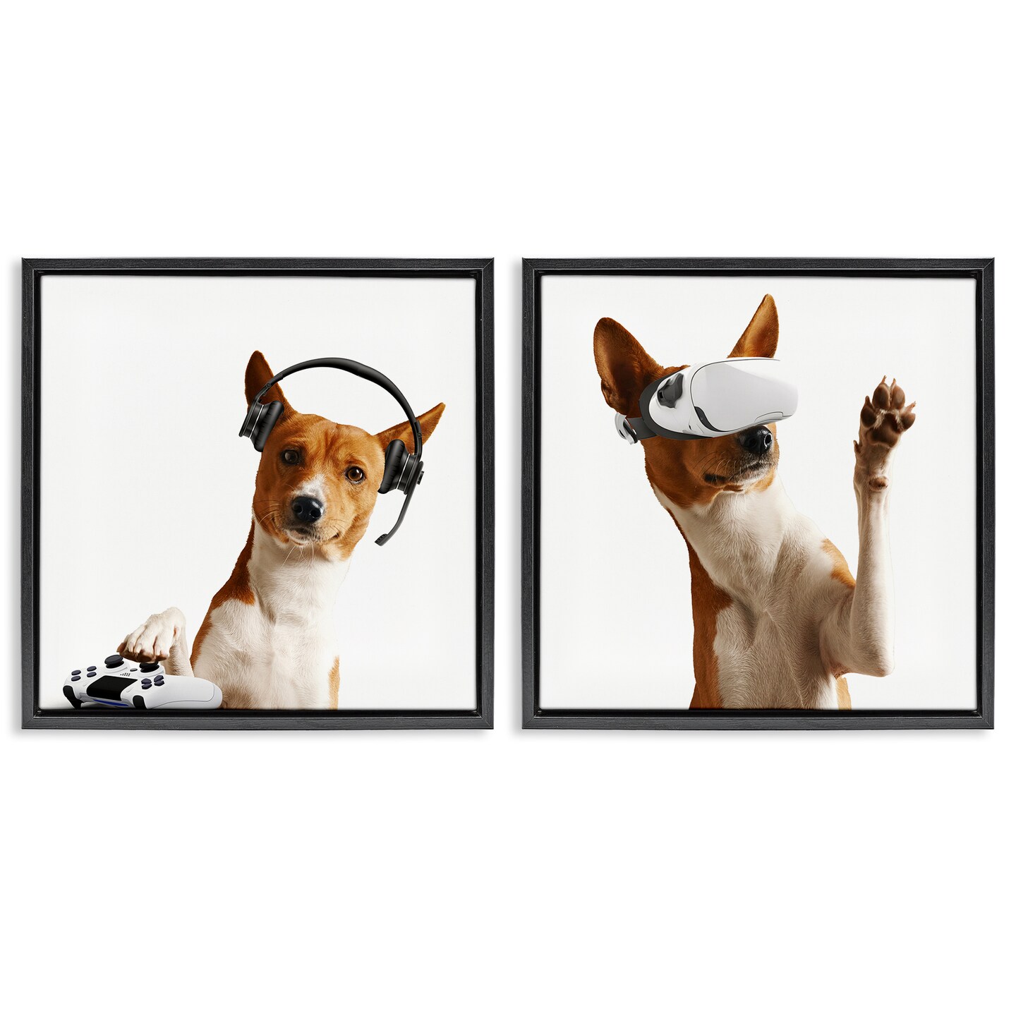 Stupell Industries Video Game Dogs with VR 2pc Floating Frame Set Design by CAD Design