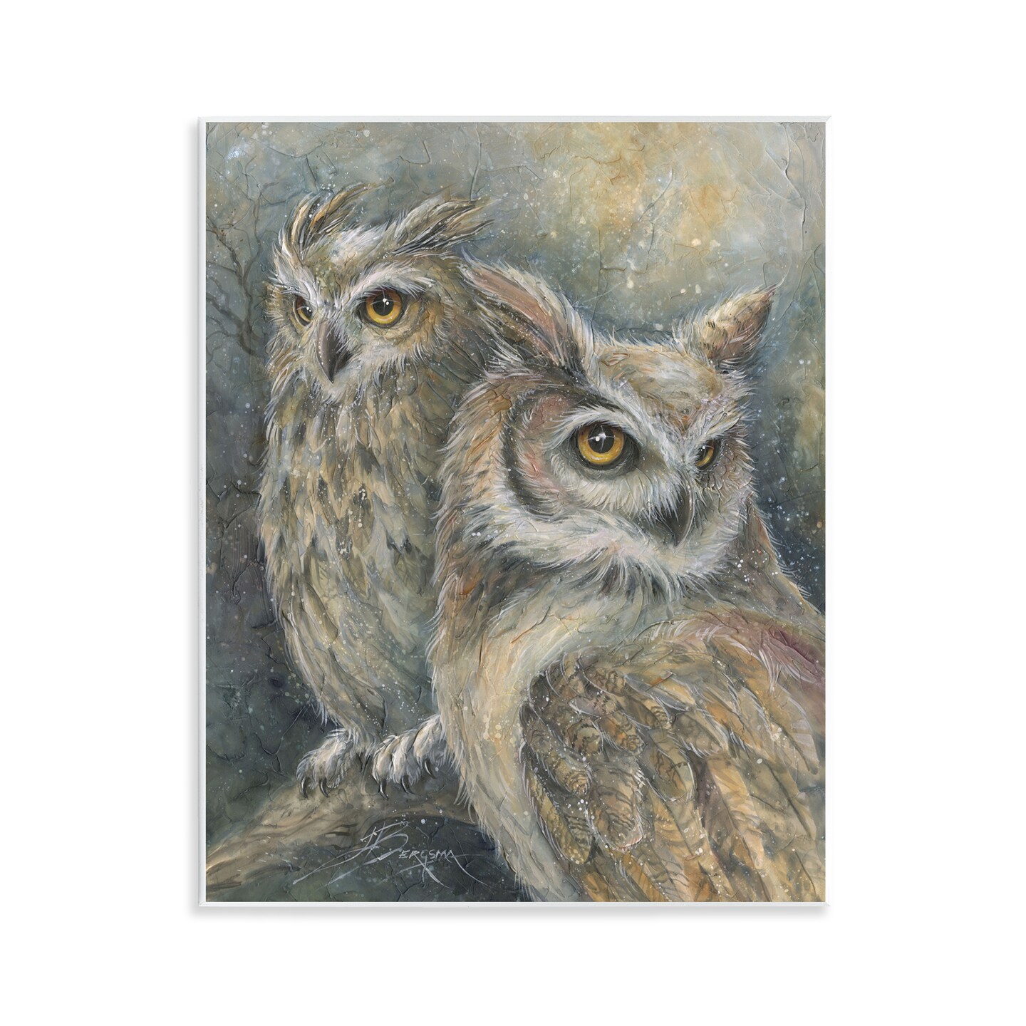 Stupell Industries Neutral Feathered Owl Pair Wall Plaque Design by Jody Bergsma