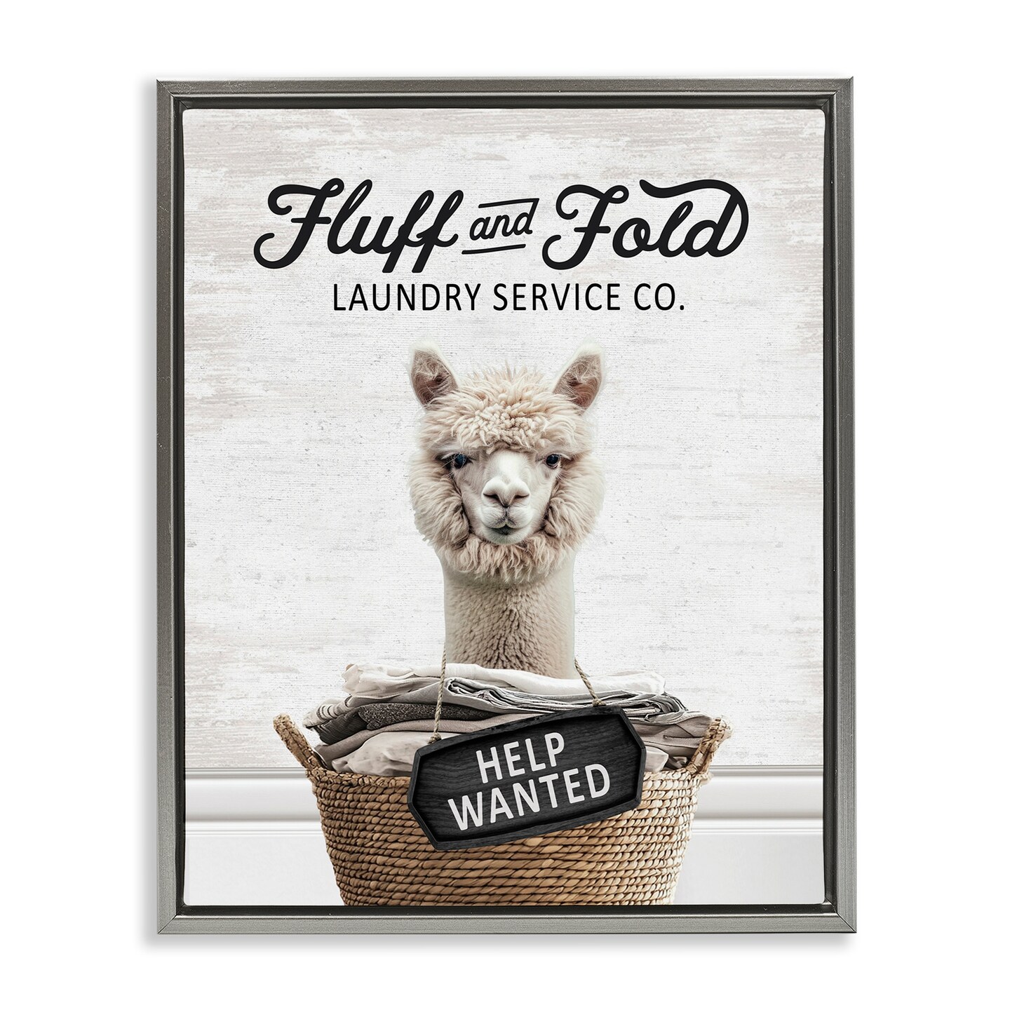Stupell Industries Fluff & Fold Laundry Alpaca Floating Frame Design by ...
