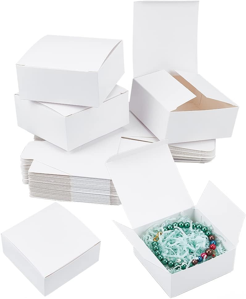 30-Pack Small White Kraft Gift Boxes (3.5 × 3.5 × 1.5 in) – Foldable Favor, Jewelry, Candy & Treat Boxes for Weddings, Valentine's Day, Holidays & DIY Projects (White)