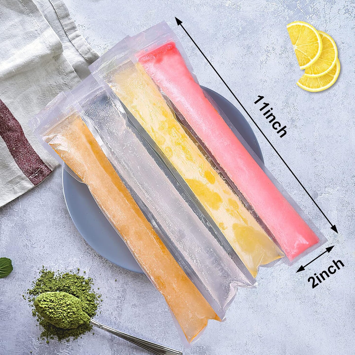 160 Disposable Ice Popsicle Mold Bags| BPA Free Freezer Tubes With Zip Seals | For Healthy Snacks, Yogurt Sticks, Juice &#x26; Fruit Smoothies, Ice Candy Pops| Comes With A Funnel (11&#x22;x2&#x22;)