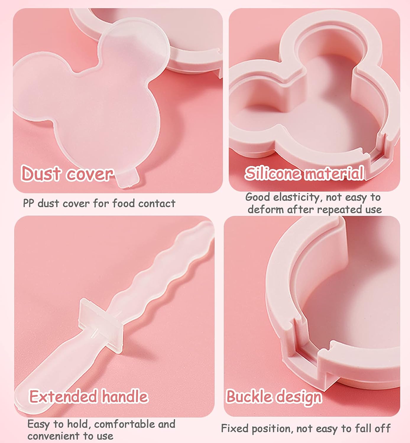 Reusable Silicone Popsicle Molds – Cute Cartoon Ice Pop Molds with Lids and Sticks, BPA-Free, Easy Release, Perfect for Kids and Cake Pops