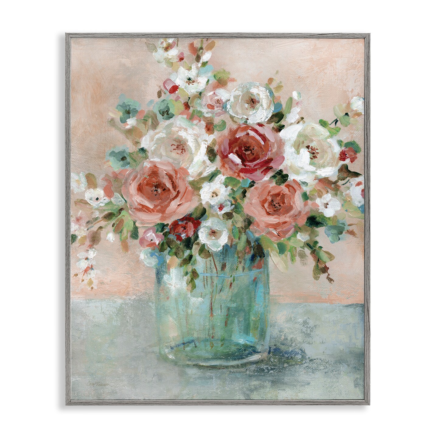 Stupell Industries Red & White Roses Framed Giclee Design by Carol Robinson