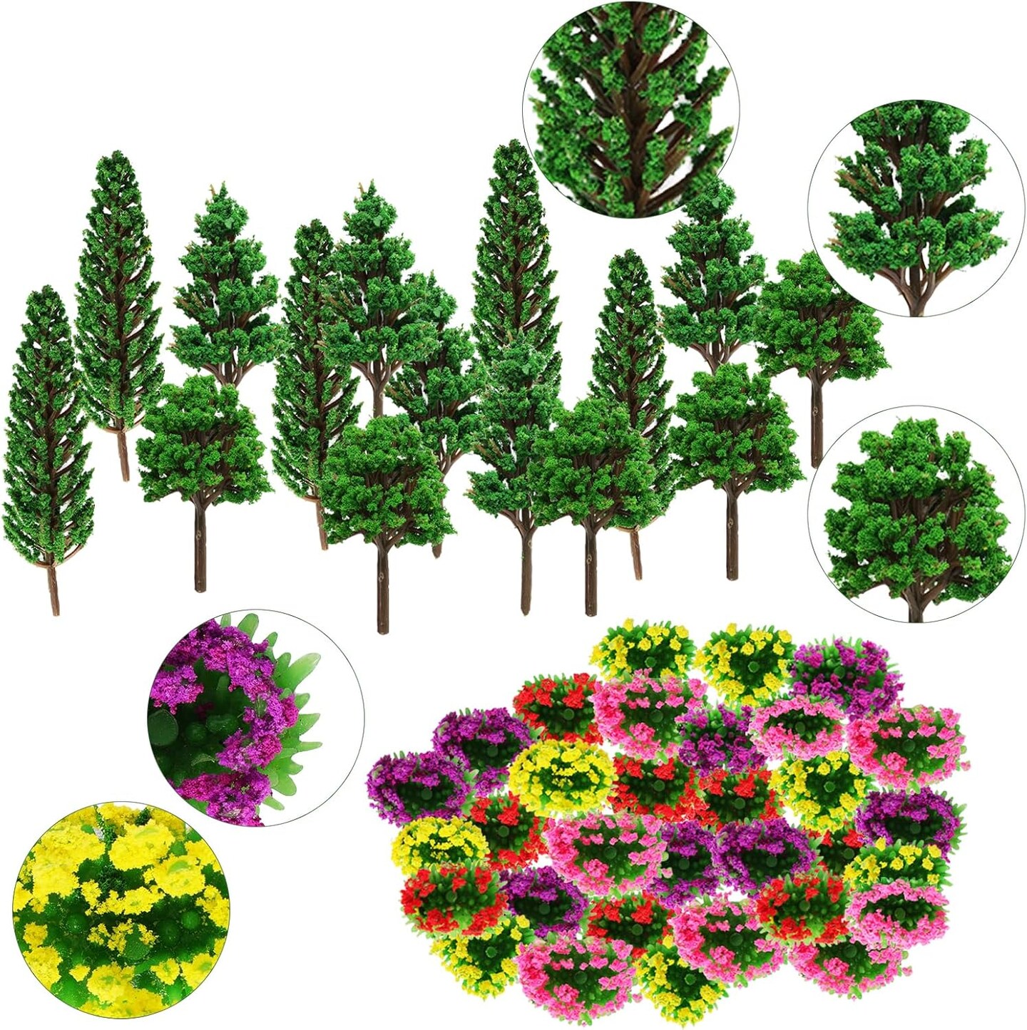 47pcs Mixed Model Trees Fake Architecture Trees Scale Bushes Diorama Tree