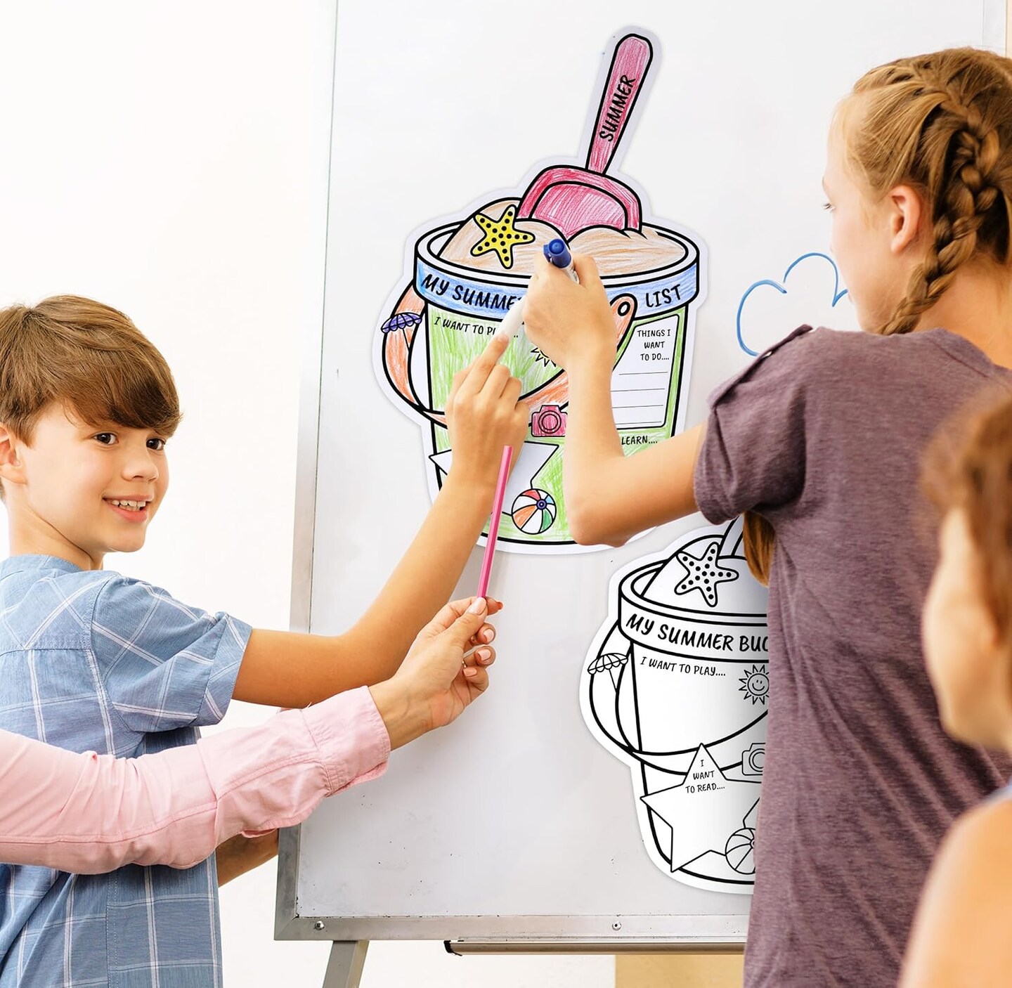 50 Pcs My Summer Bucket List Activity Poster for Kids Color Your Own Vacation Break Ideas Checklist Coloring Sign
