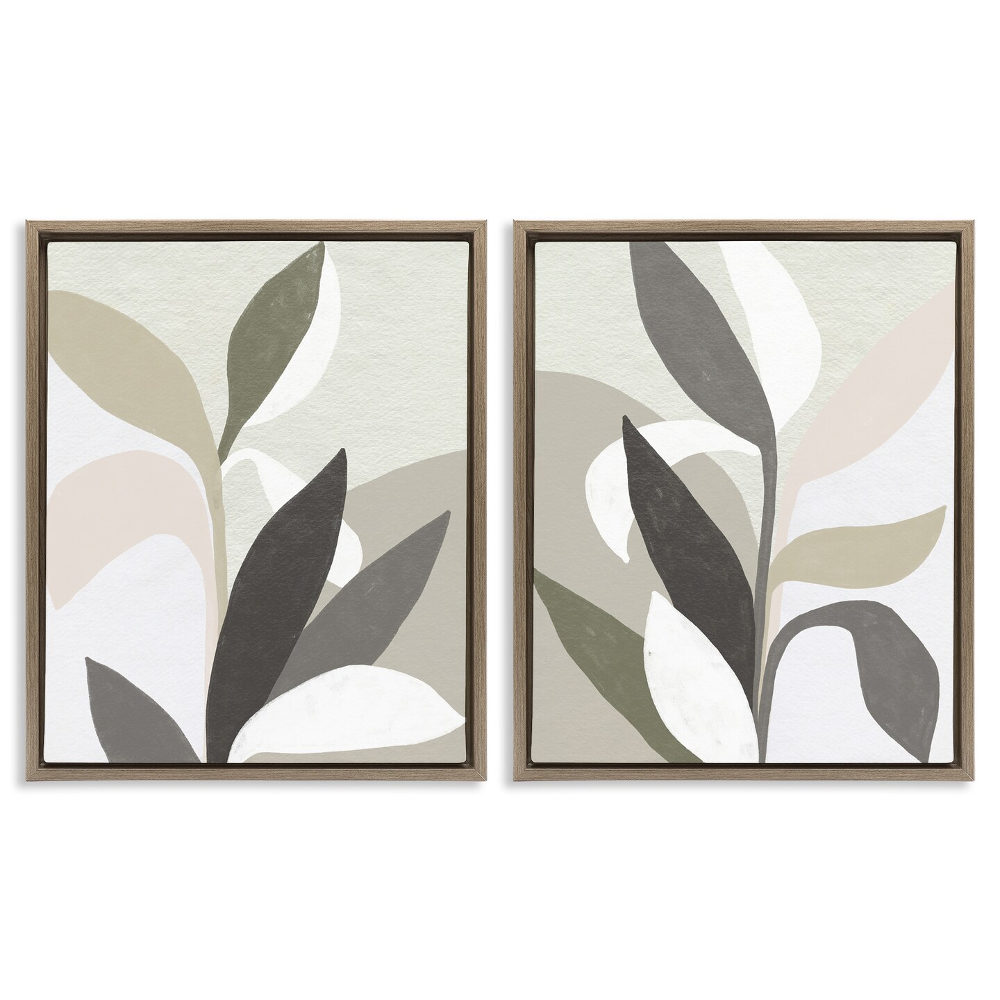 Stupell Industries Neutral Leaf Shapes 2pc Floating Frame Set Design by June Erica Vess