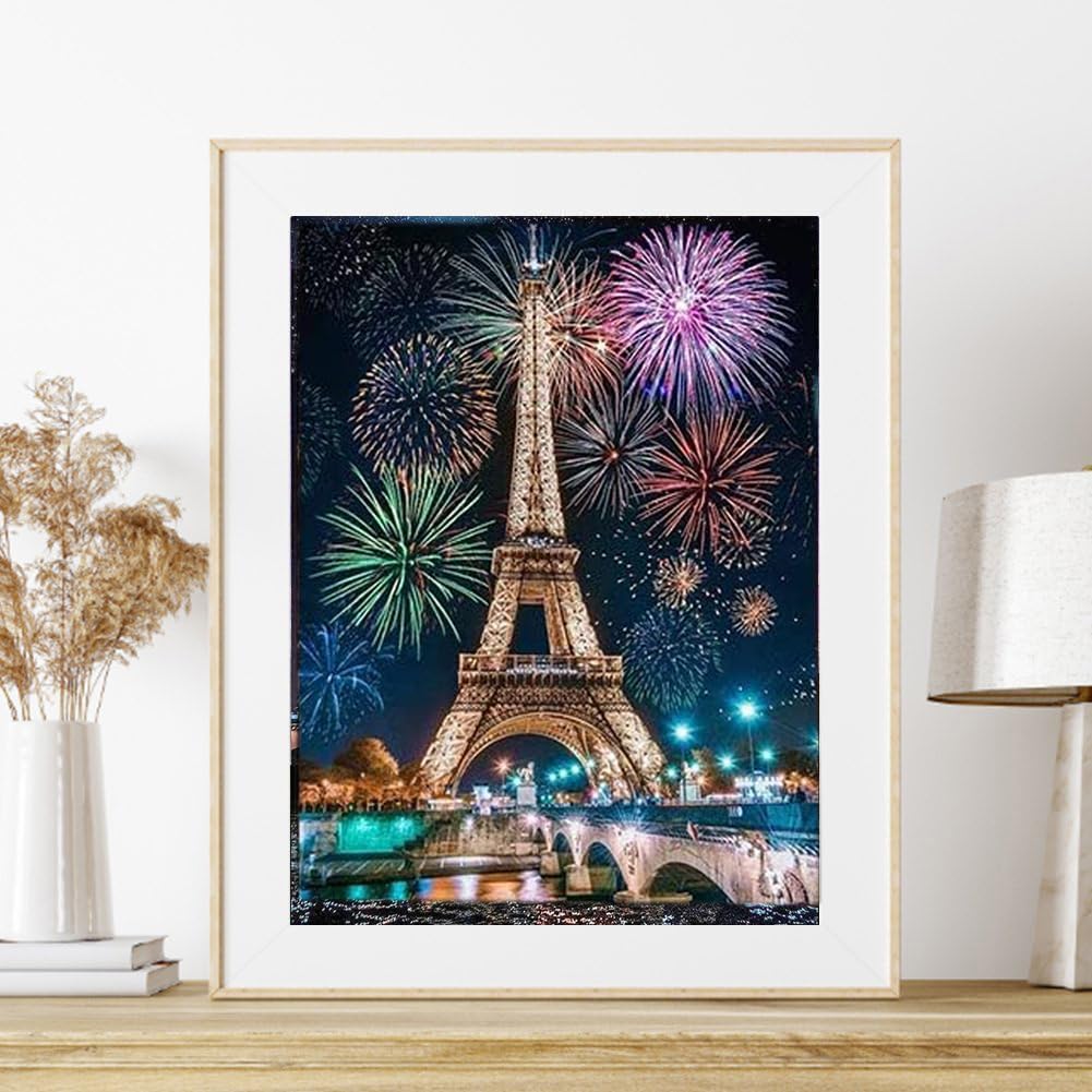 5D Diamond Eiffel Tower Paint Kits for Adults, DIY Diamond Art Paris Eiffel Tower Painting Craft for Home Wall Decoration
