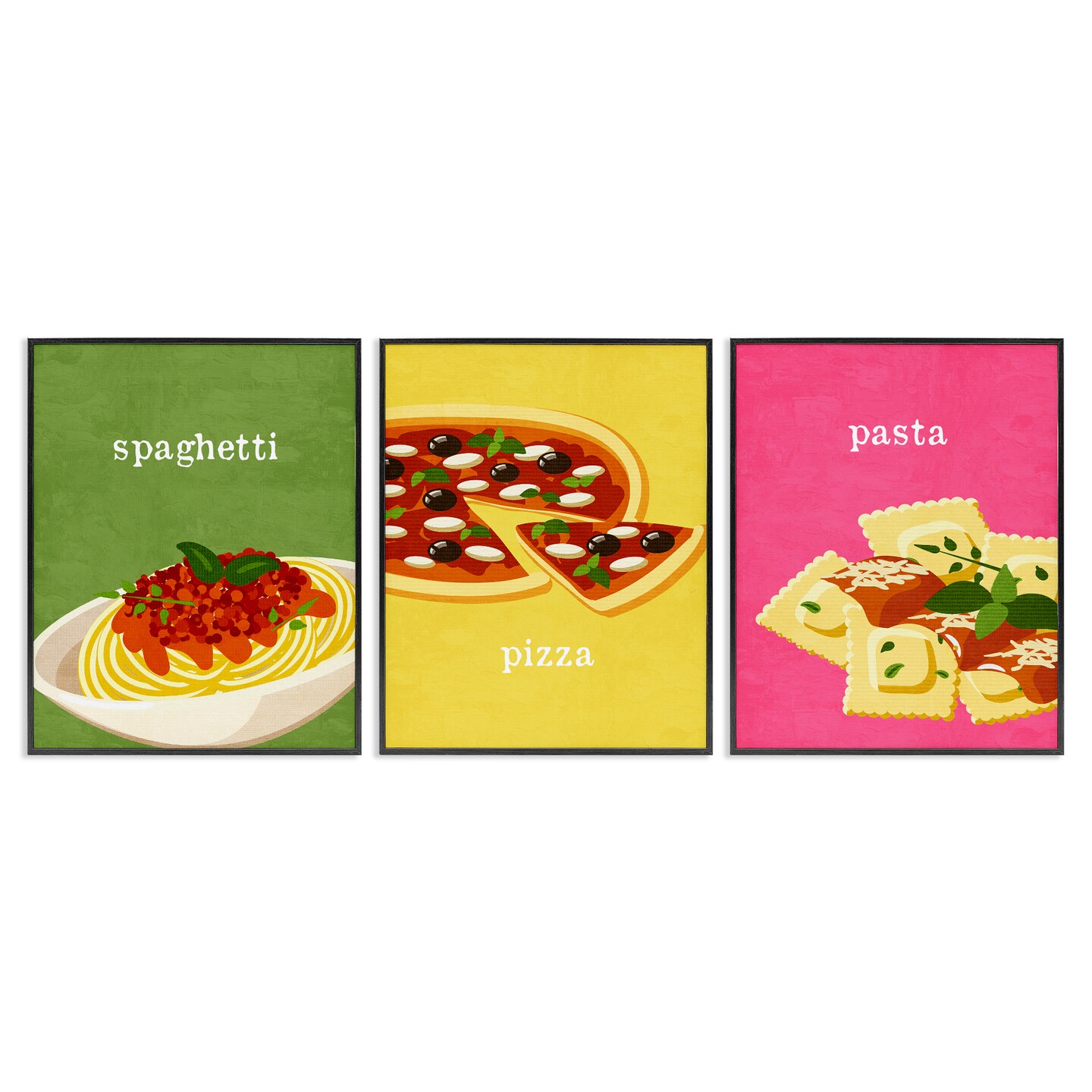 Stupell Industries Italian Cuisine Meals 3pc Framed Giclee Set Design by Kim Allen