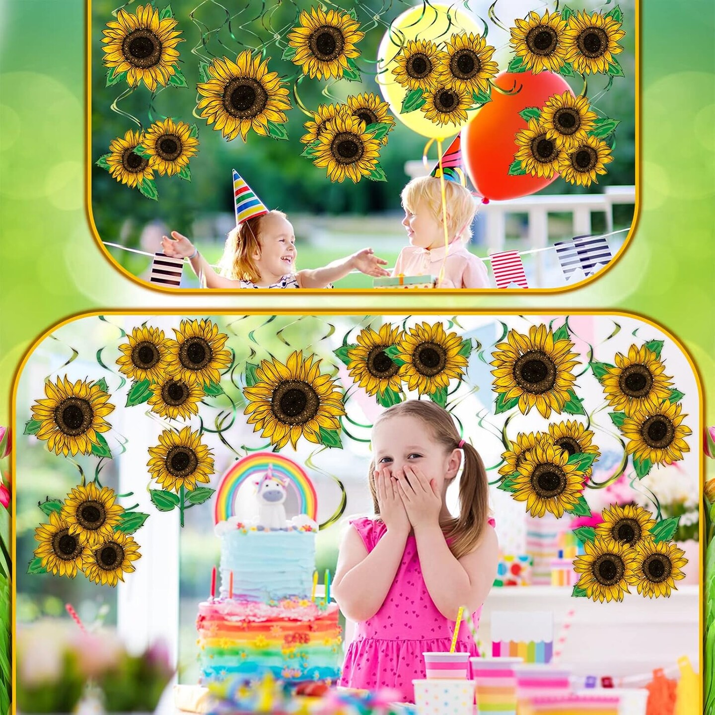 30 Pcs Sunflower Hanging Swirls Decorations Sunflower Party Supplies Summer Sun Flower Ceiling Decor