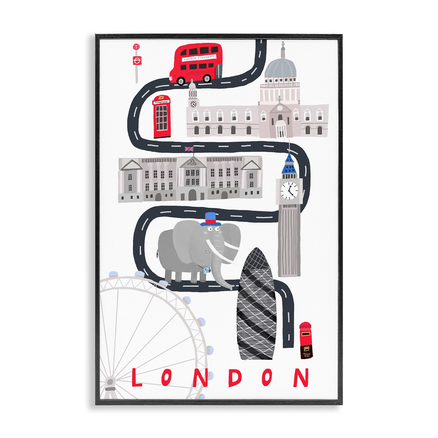 Stupell Industries London Whimsical Travel City Framed Giclee Design by Carla Daly