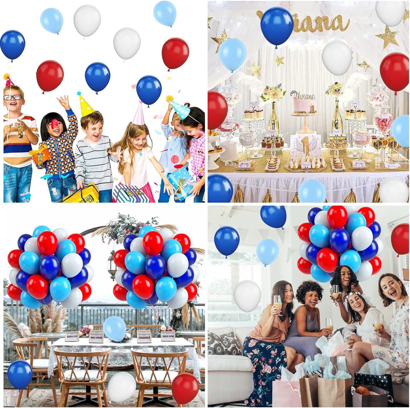 Red White Blue Balloons, 60PCS Red and Blue Balloons, 12Inch Red White and Blue Latex Balloon for Helium Birthday Party Balloons