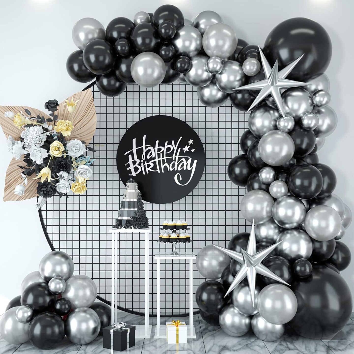 Red Black White Balloon Arch Kit Latex Balloon