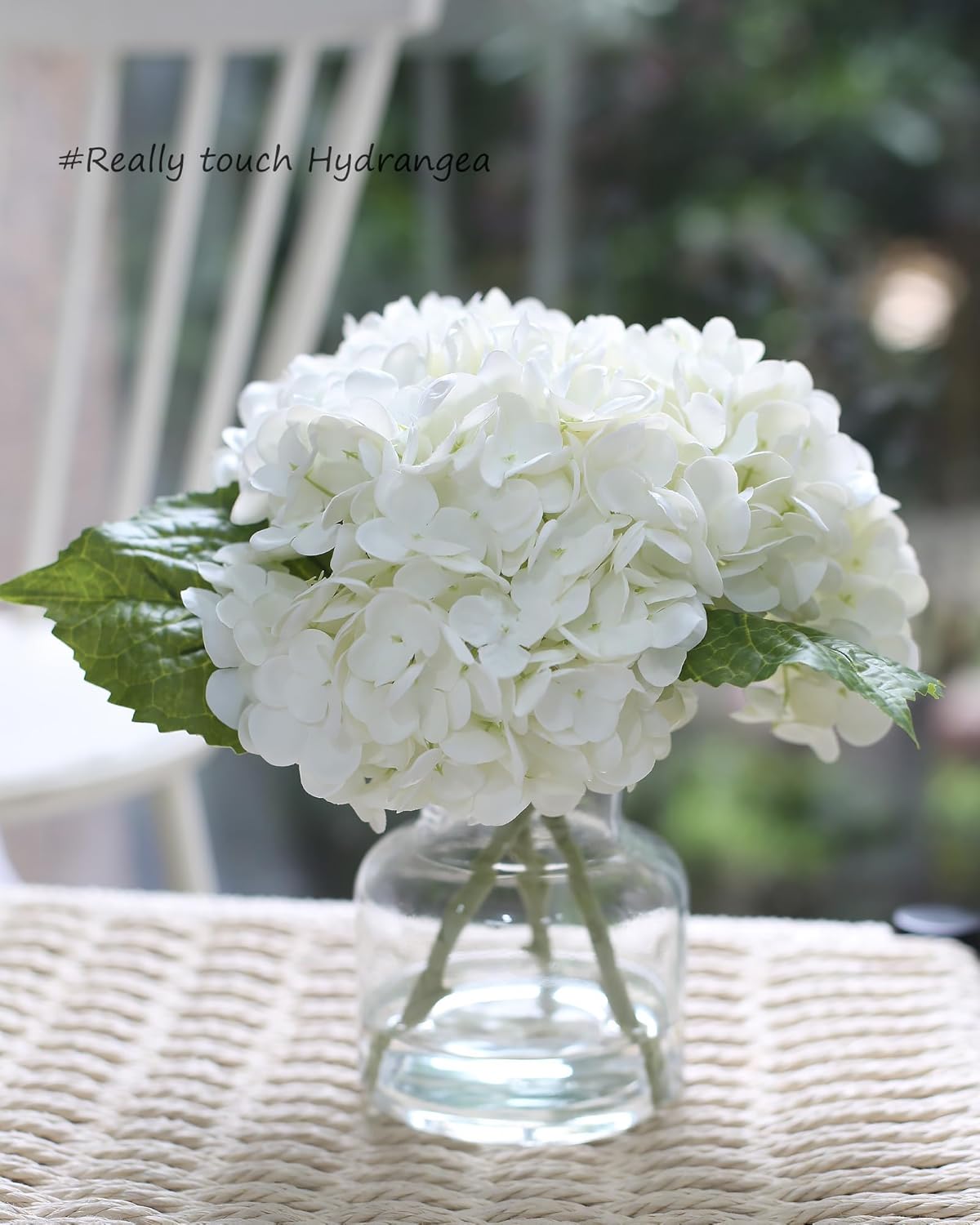 Real Touch Artificial Flowers With White Hydrangea in Vase for Home Decoration, Fake Hydrangea Centerpieces