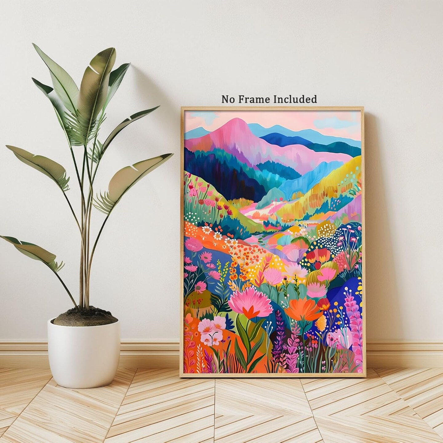 Colorful Abstract Watercolor Wall Art - Wildflower Pictures, Aesthetic Landscape Poster, Mountain Abstract Prints for Home Decor - 16x24inch No Frame