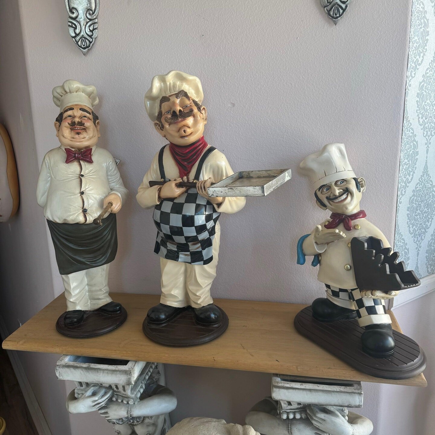 Set of 3 Small Chef Cook Statues