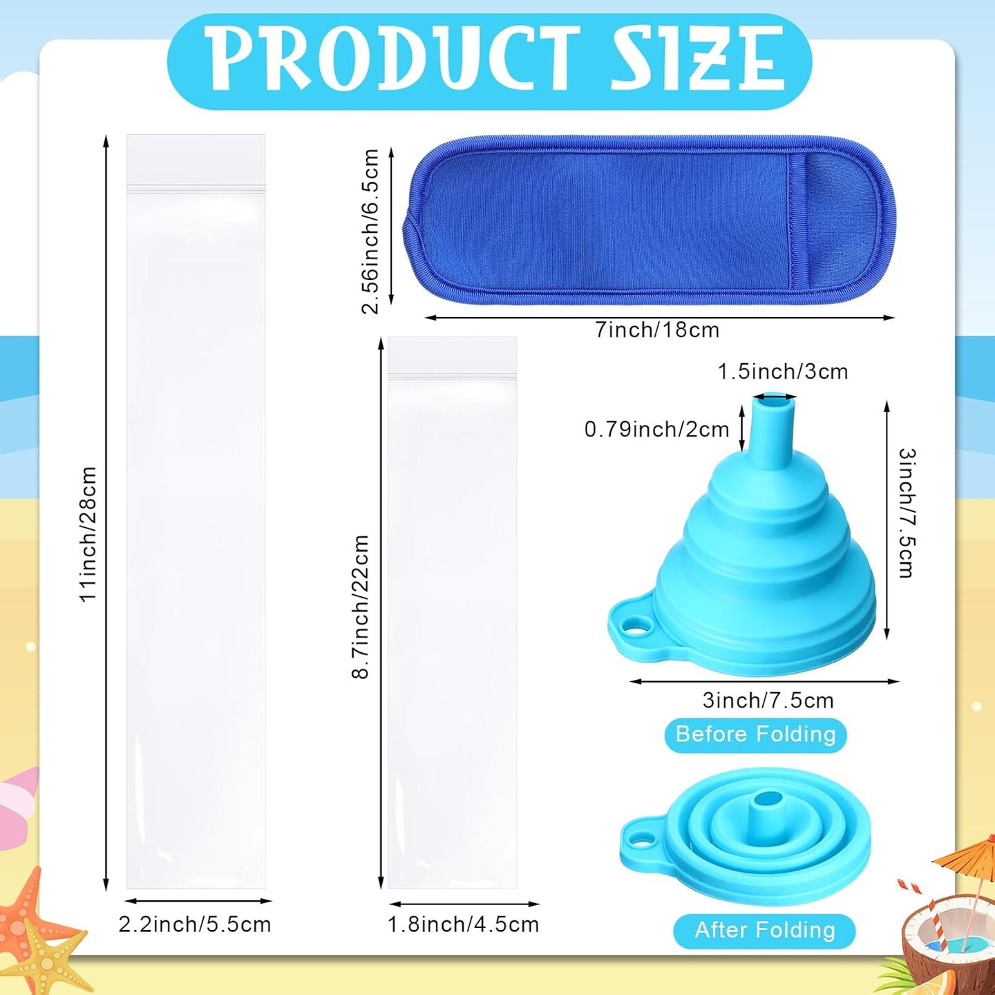 400 Piece Ice Mold Bags with Zip Seal Disposable Yogurt Tubes 2 Sizes with 2 Funnels 10 Reusable Ice Pop Sleeves for DIY Healthy Snacks, Juice, Yogurt Sticks, Fruit Smoothies