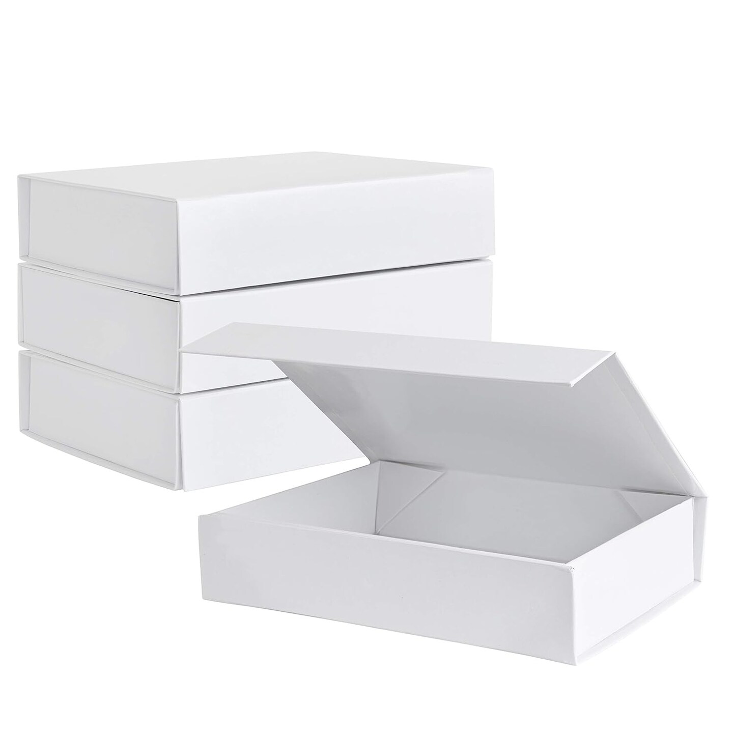 White Hard Gift Box with Magnetic Closure Lid – 7" x 5" x 1.6" Rectangle Small Gift Boxes, Glossy Finish (Pack of 2)