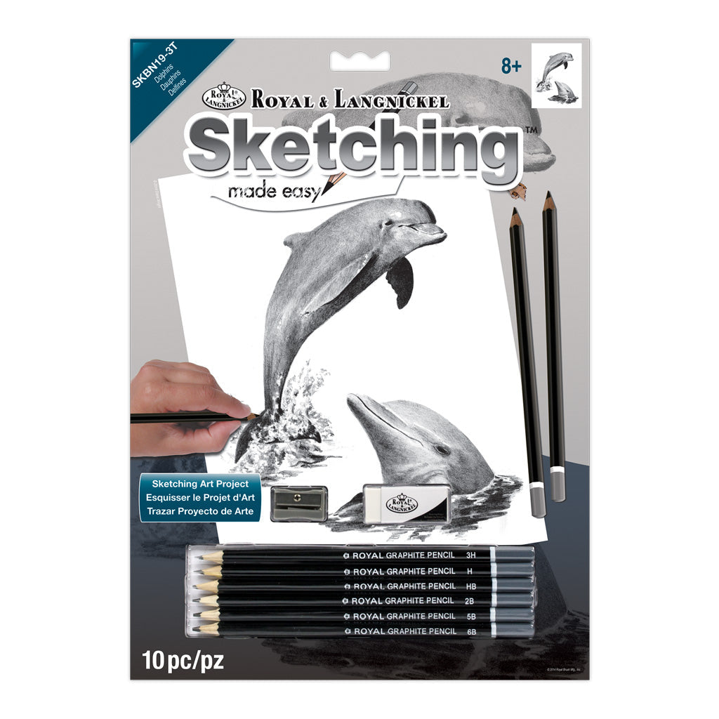 SKBN19 | Sketching Made Easy&#x2122; Dolphins 10pc 8.75&#x22; x 11.75&#x22; Sketching Art Project