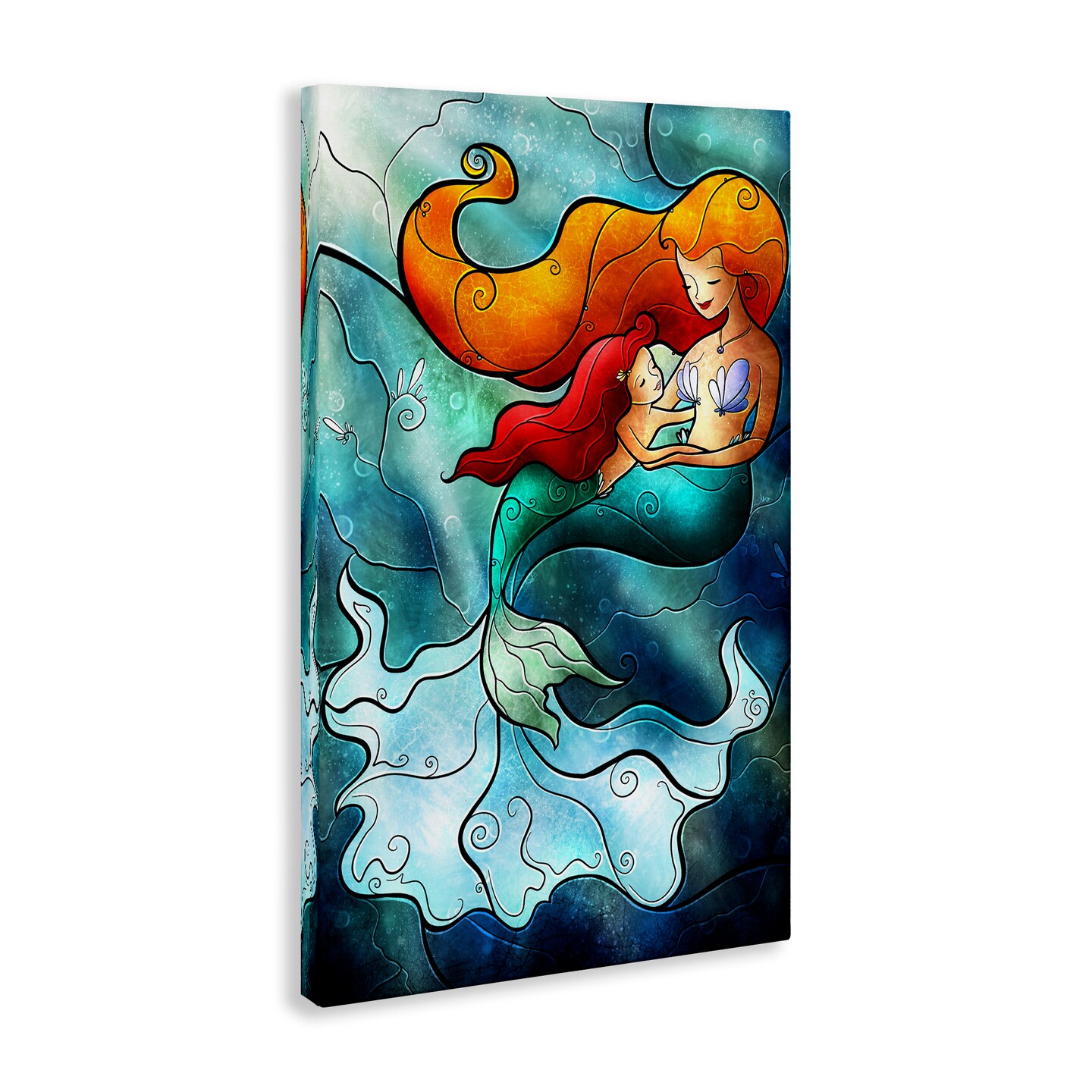 Stupell Industries Mermaid & Child Stained Glass Style Canvas Design by Mandie Manzano