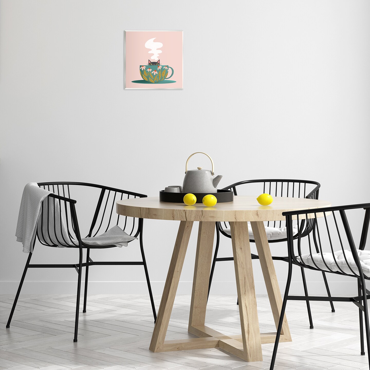 Stupell Industries Cat Peeking Over Teacup Wall Plaque Design by Sarah Hickman
