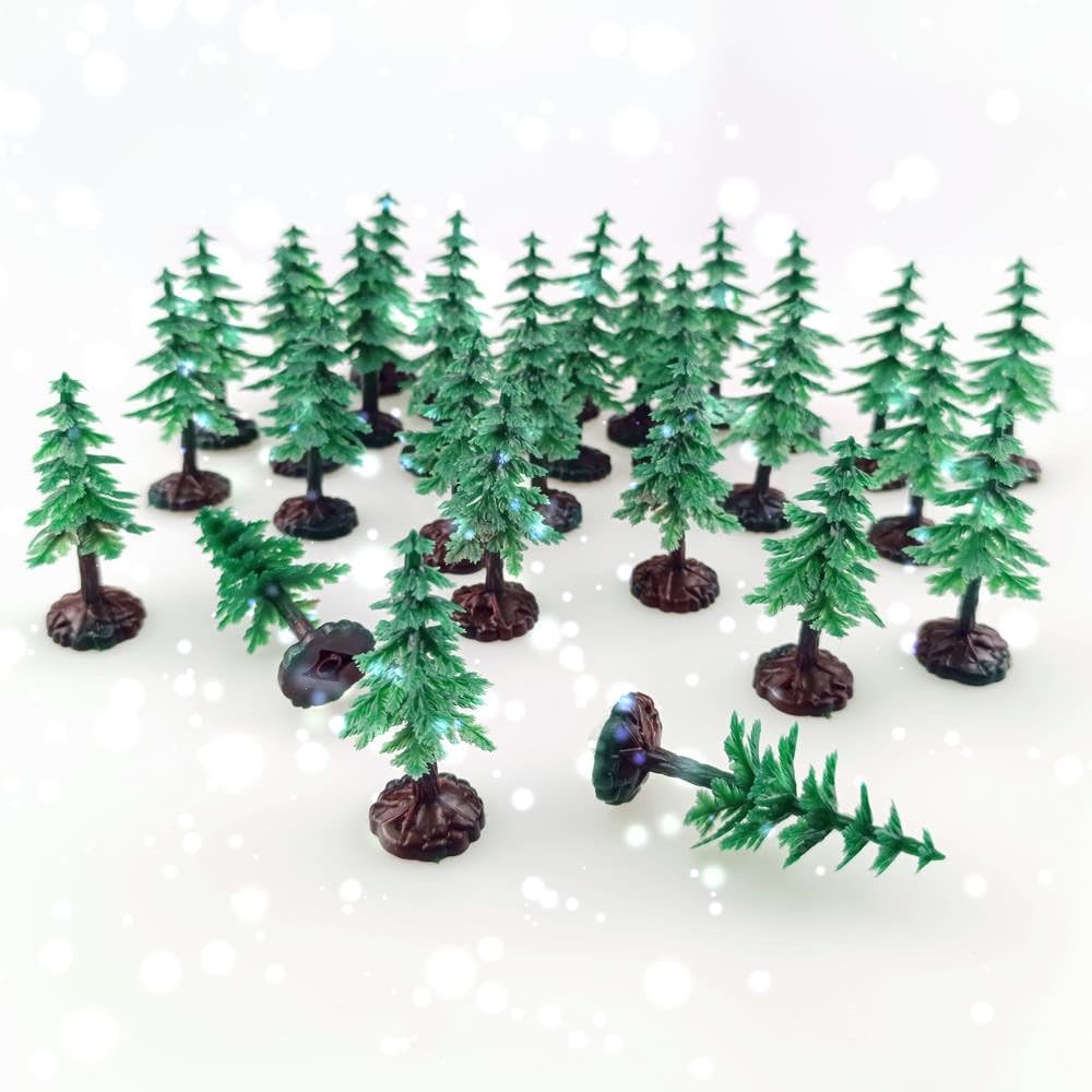 30 PCS Miniature Trees Miniature Christmas Tree Figurines for Crafts Plastic Trees Scenery Landscape Model Pine Tree Diorama Trees