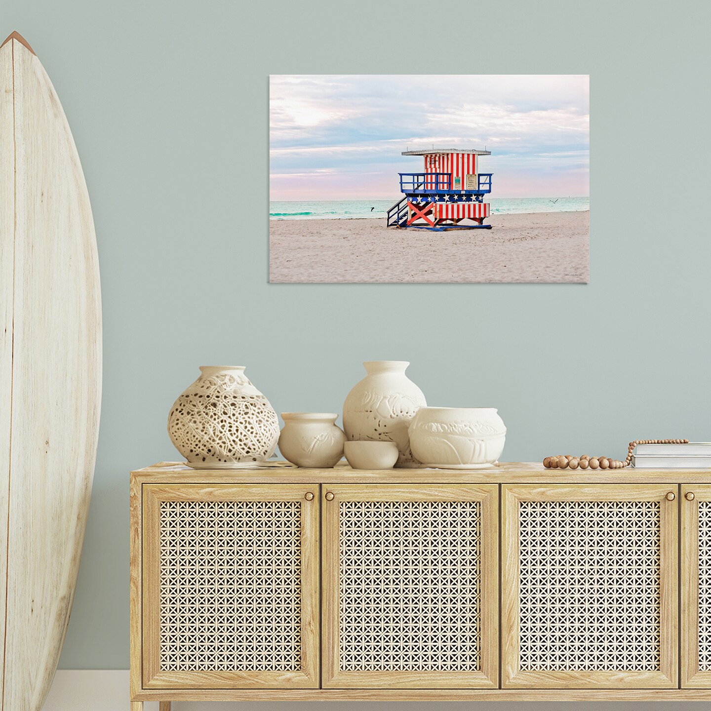 Stupell Industries Patriotic Lifeguard Hut Canvas Design by Seven Trees Design