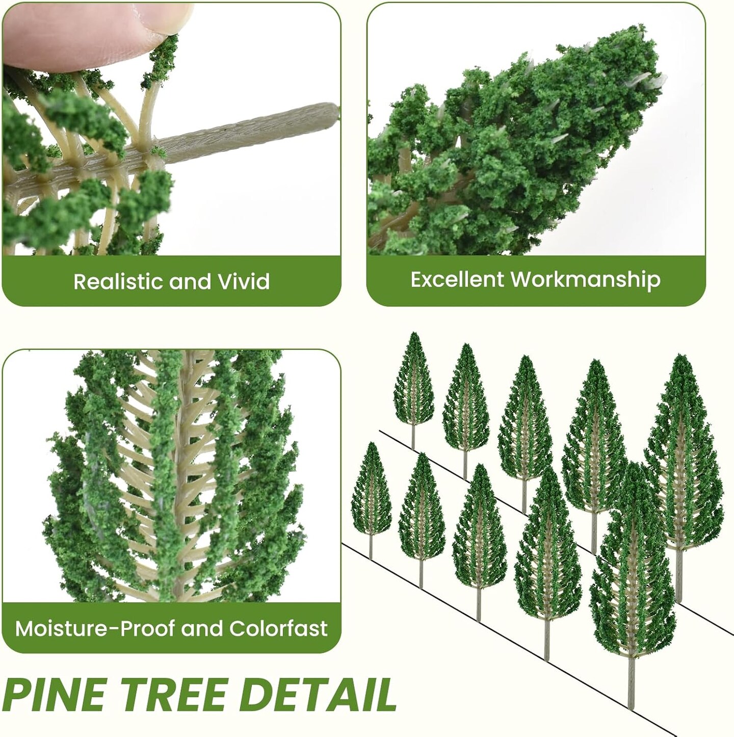 Garden Landscape Model Dark Green Pine Tree Model Scene Accessory for Making Architecture Sand Table and Station Platform Model