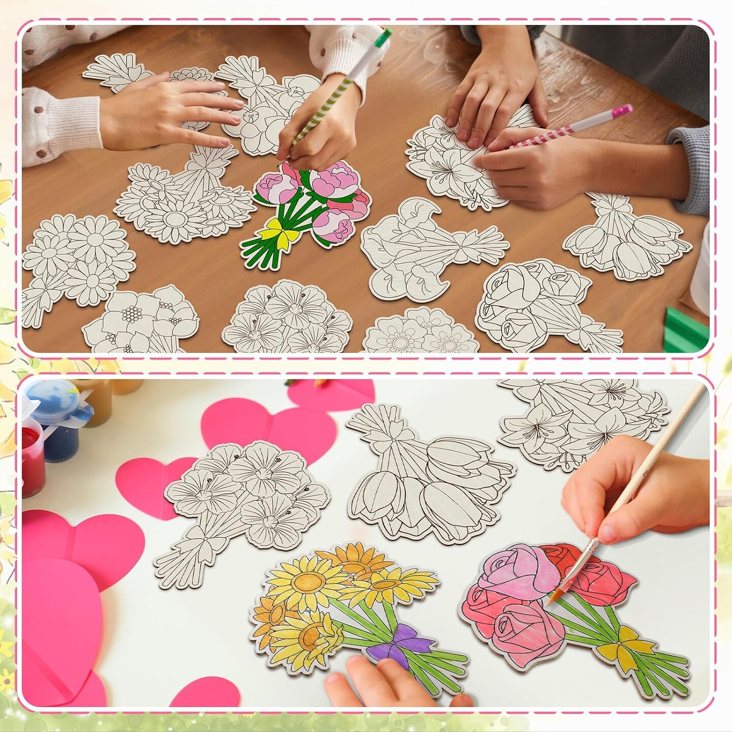 36 Pcs Wooden Flowers for Crafts
