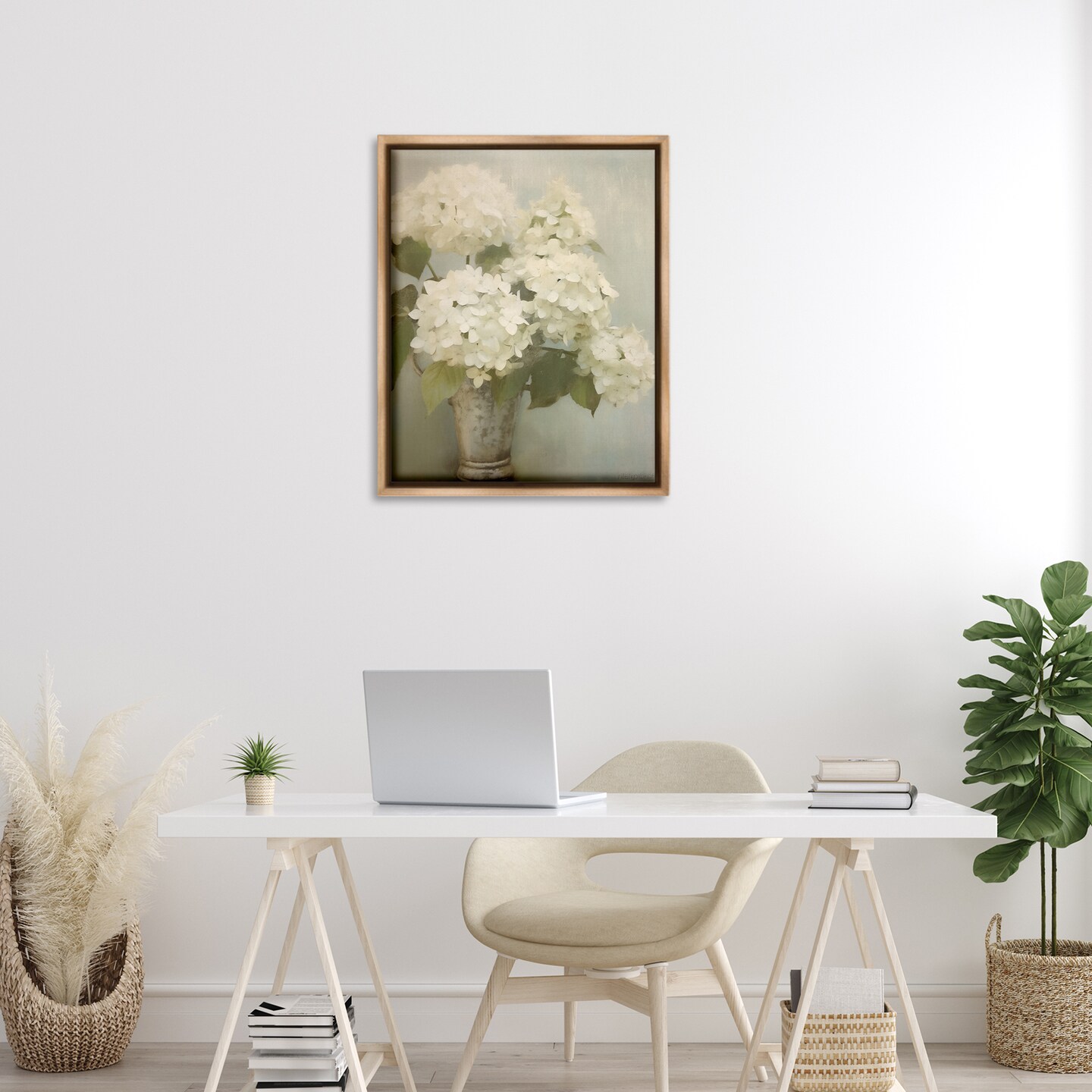 Stupell Industries Faded Country Hydrangeas Floating Frame Design by Arlington Prints
