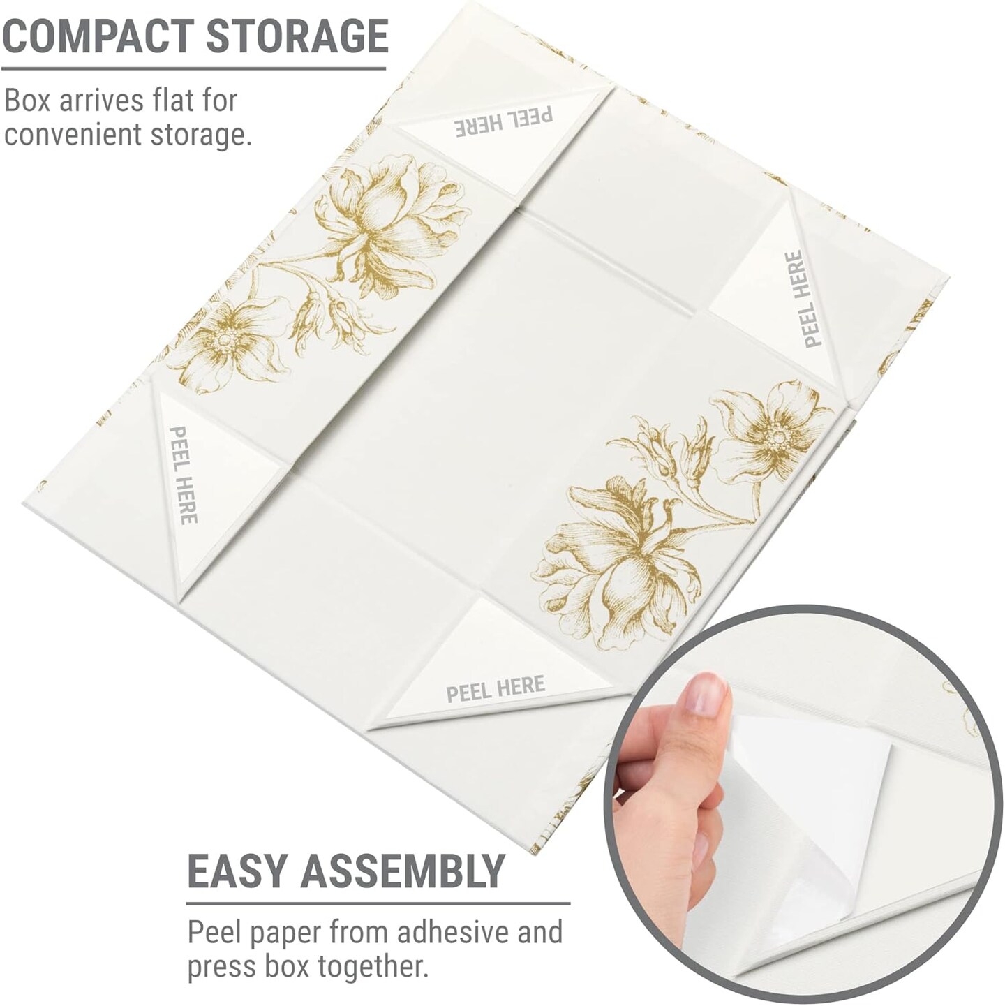 Luxury Keepsake Gift Box | Gold Floral Decorative Boxes with Magnetic Lids for Presents, Wedding Memory Box, and Bridal Gifts. 11.5&#x22; x 7.5&#x22; x 3.5&#x22;