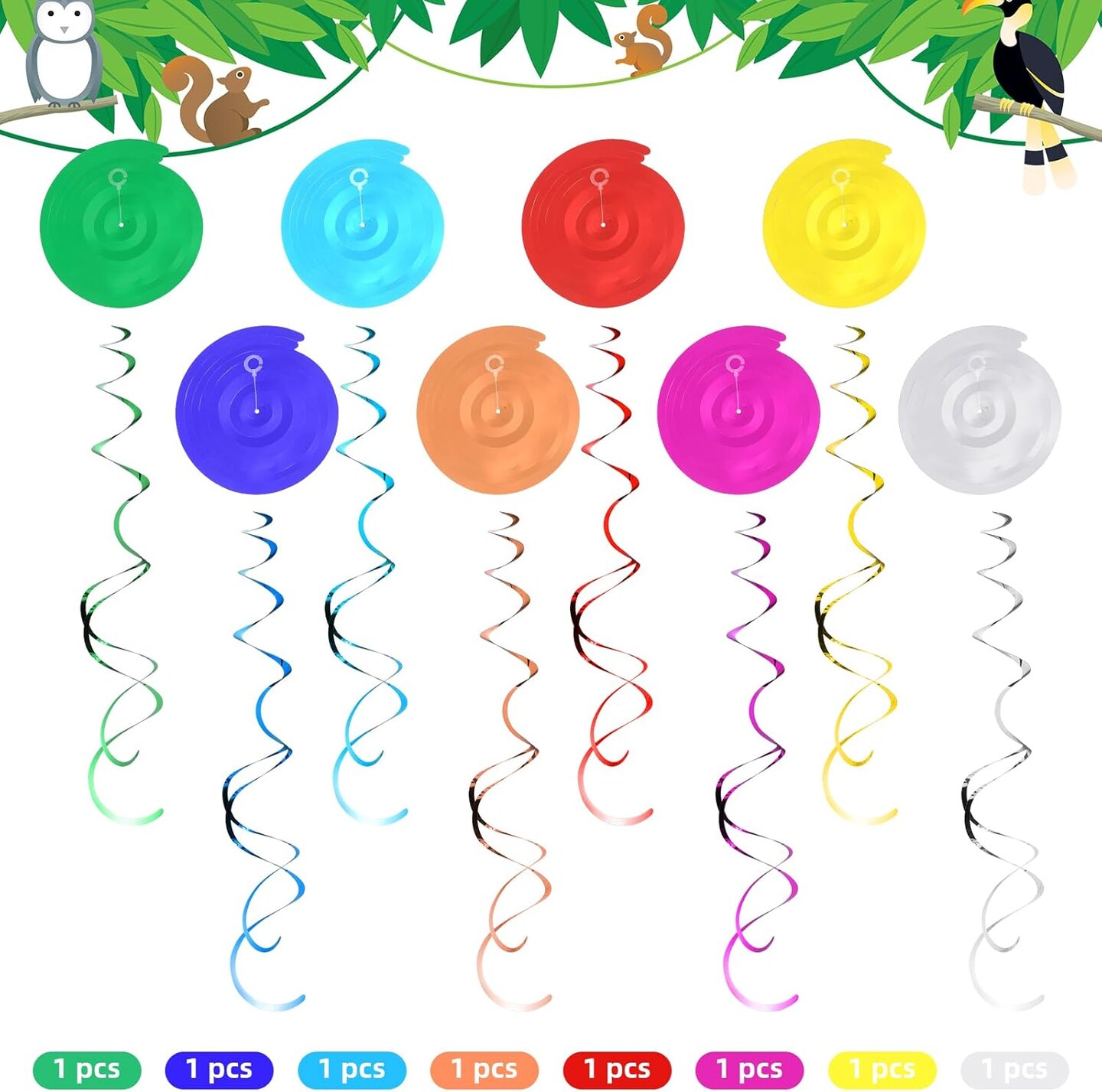30 Pcs Bird Birthday Party Decorations Hawaiian Bird Hanging Swirl Foil Ceiling Decoration Tropical Rainforest Animal Decor for Summer Hawaiia Beach Luau Tiki Home Classroom Supplies