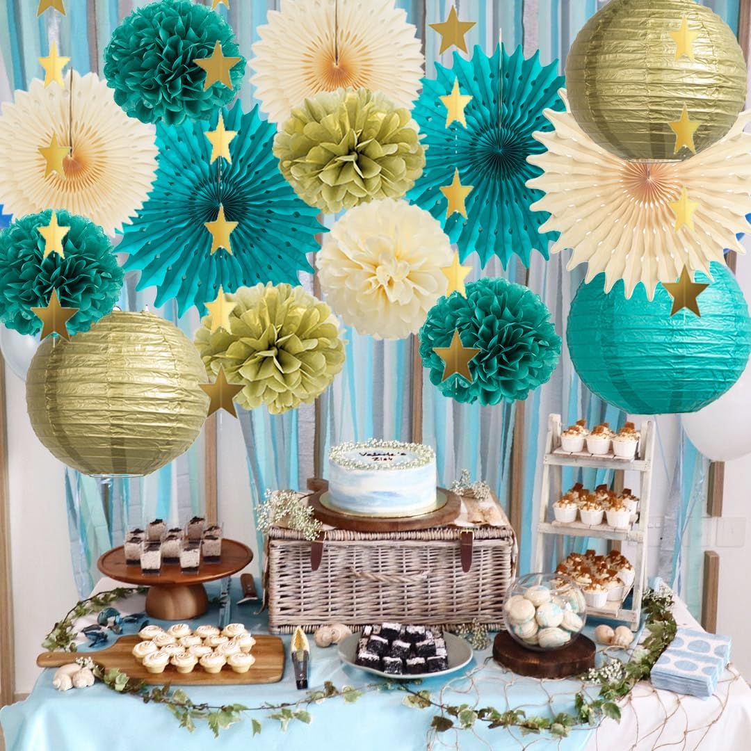 Teal and Gold Party Decorations Teal