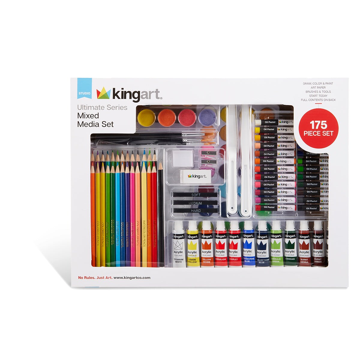 KINGART&#xAE; Mixed Media Art Set, Drawing, Painting &#x26; Sketching, 175 Pc.
