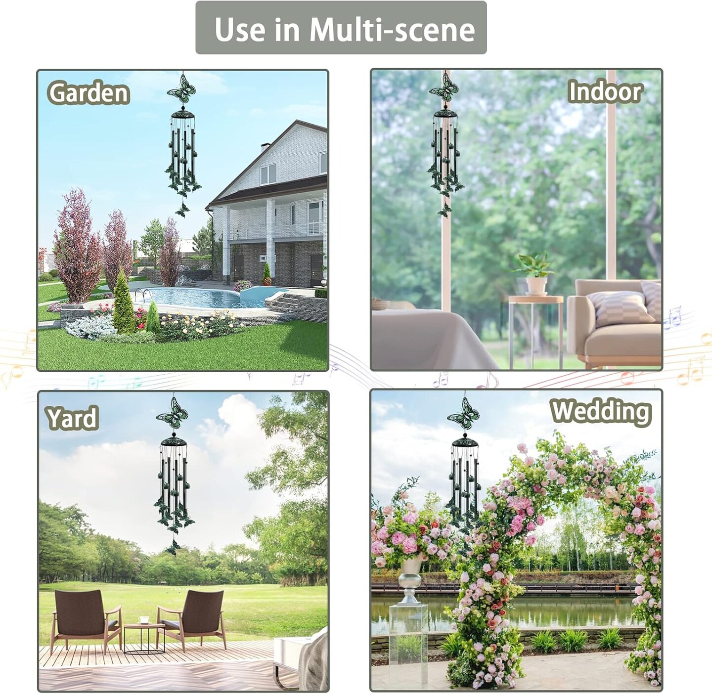 Wind Chimes for Outside, 33&#x22; Butterfly Wind Chimes Outdoor, Gifts for Women Mom Grandma Birthday