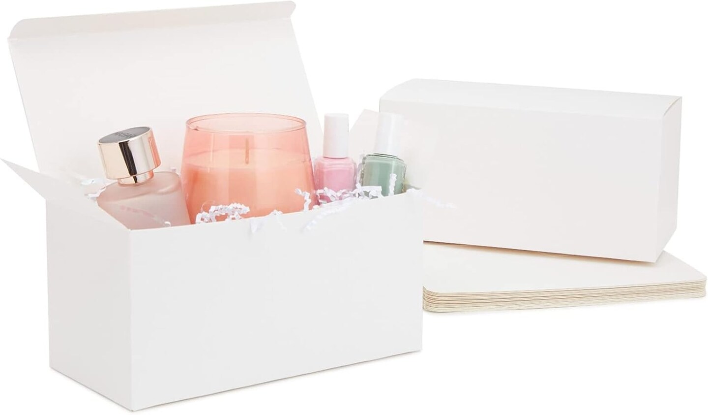 20 Pack White Gift Boxes With Lids for Wrapping, Shipping, 9 x 4.5 x 4.5 Inch Cardstock Paper Bridesmaid Boxes for Gifts