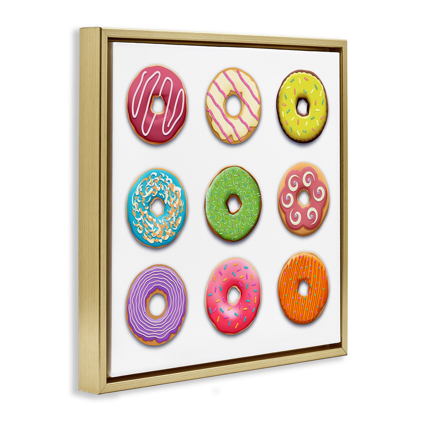 Stupell Industries Colorful Mixed Donuts Floating Frame Design by Marcus Prime