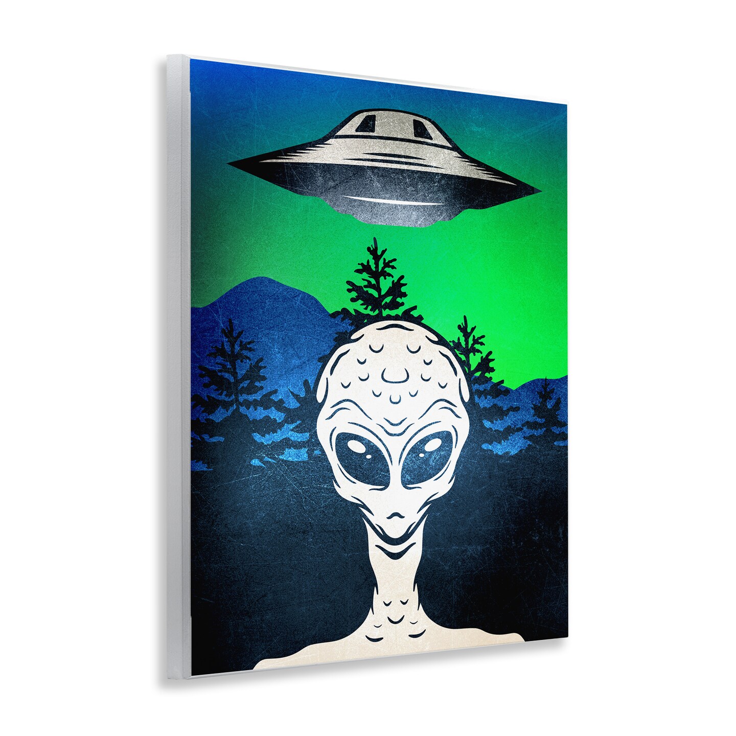 Stupell Industries Alien and UFO Scene Wall Plaque Design by Kim Allen