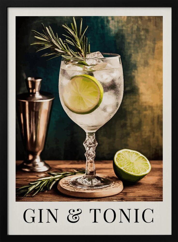 Gin &#x26;amp; Tonic - Andreas Magnusson 24x36 Black Framed Art | Home or Office Art