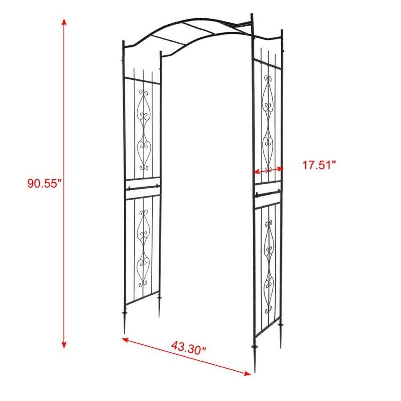 Wrought Iron Garden Arch with Bridge Roof for Climbing Plants