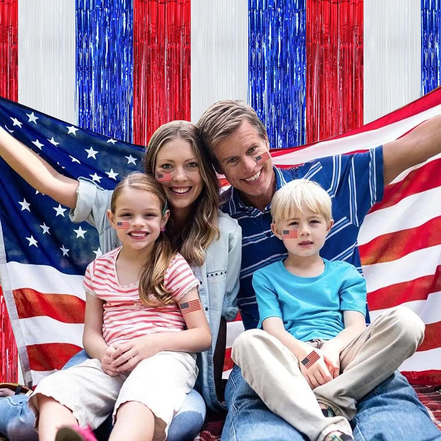 3 Pcs Red Blue White Door Streamers Curtain July 4th Party Streamers Backdrop 4th of July Party Wall Background for Party Decoration Photo Booth Props(3.28 ft x 6.56 ft)