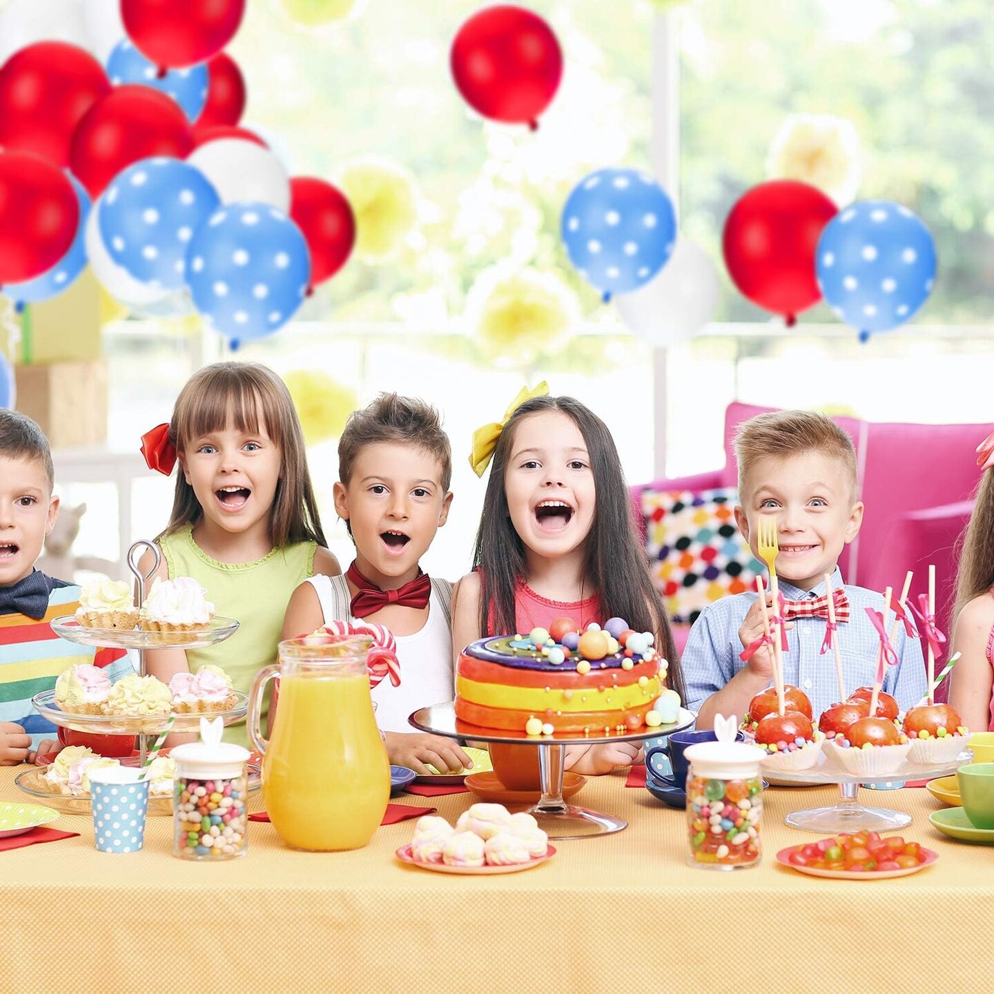 55 Pcs Red Blue White Balloons Decoration 12 Inch Polka Dot Latex Balloons Arch Kit for Nautical Baseball Theme Party Birthday Wedding Decoration