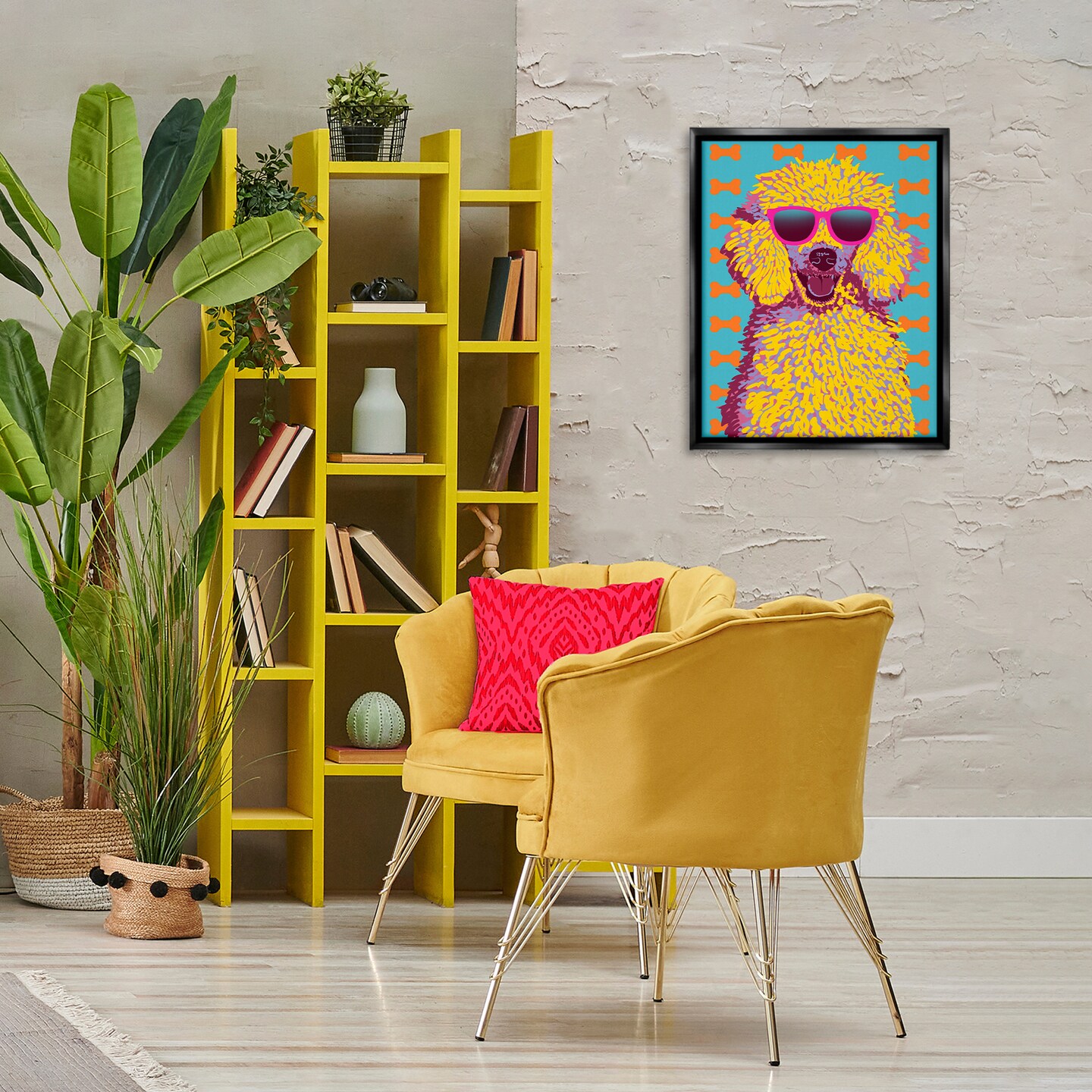Stupell Industries Retro Pop Poodle Floating Frame Design by Marcus Prime