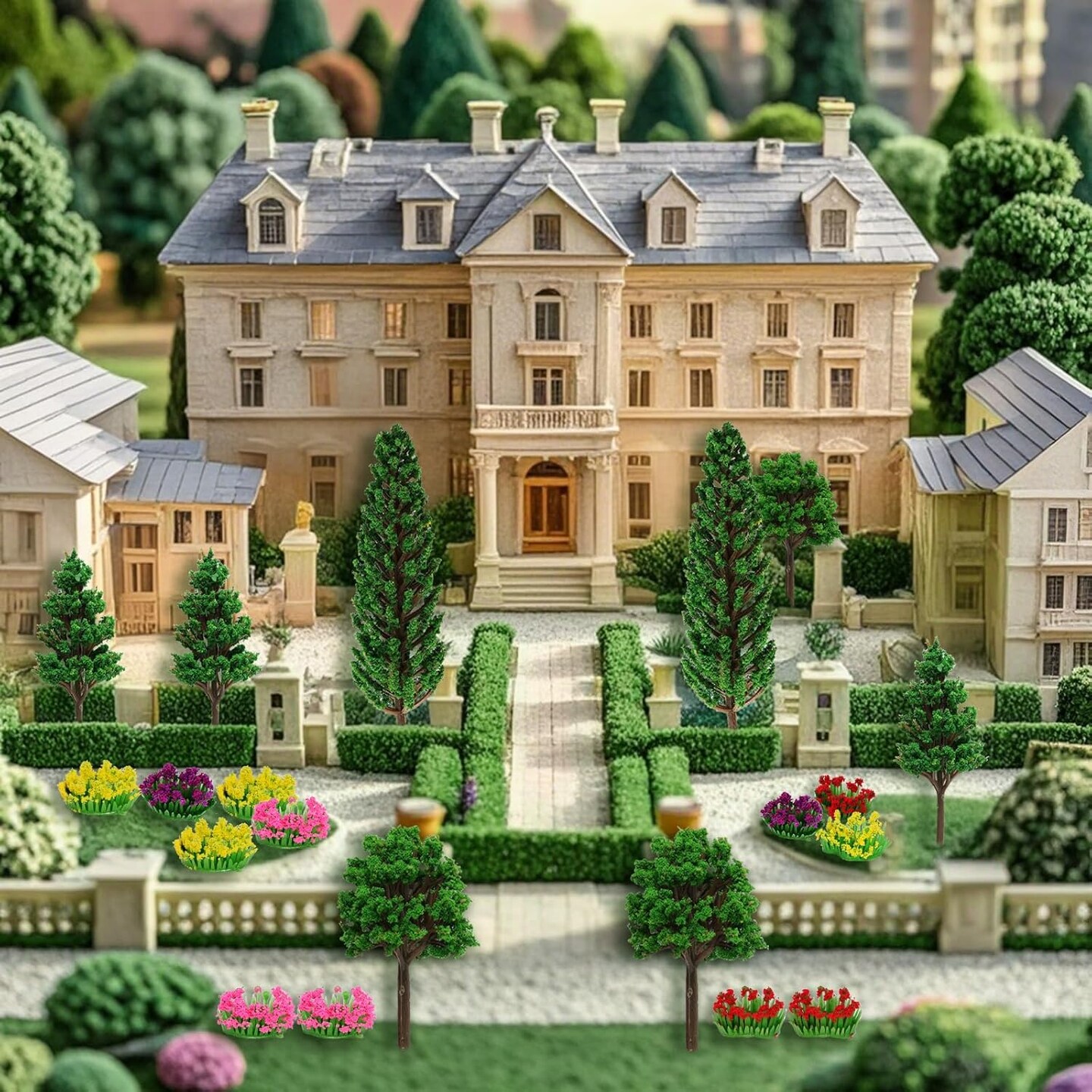47pcs Mixed Model Trees Fake Architecture Trees Scale Bushes Diorama Tree