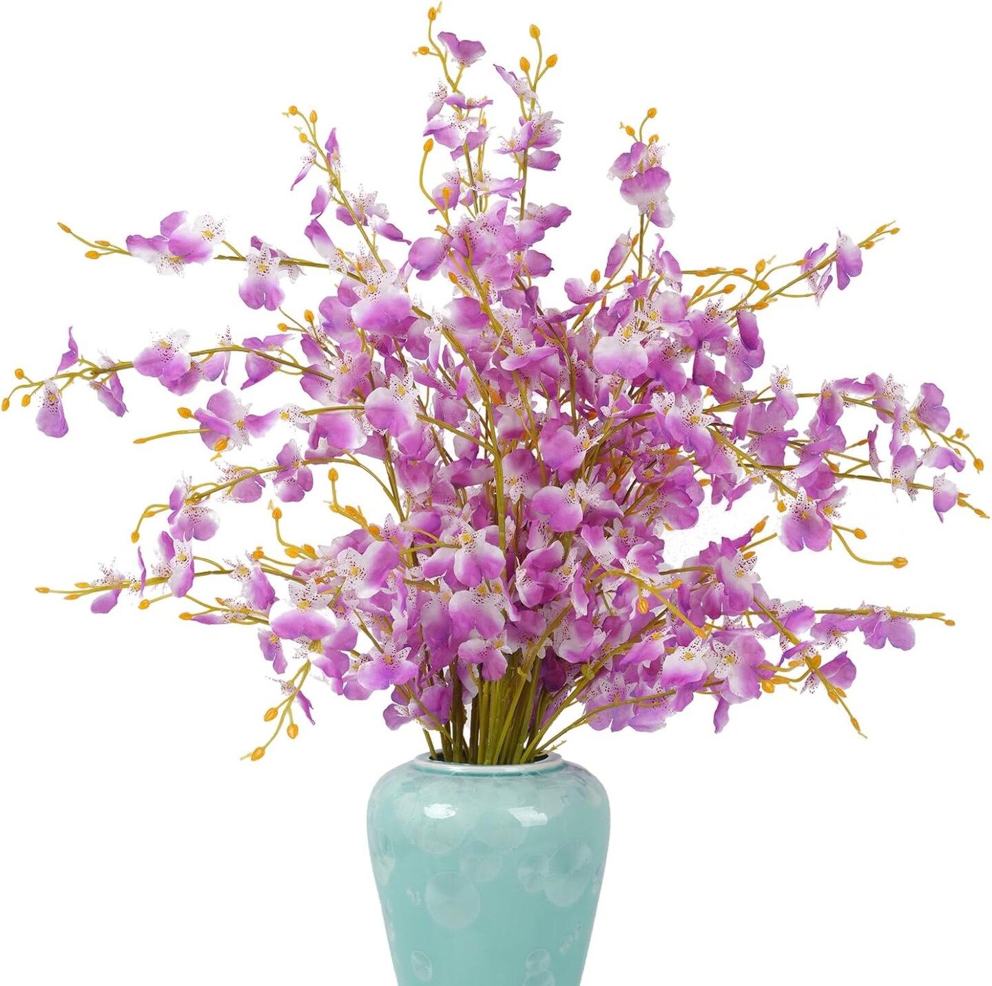 Purple Artificial Orchid Silk Fake Flowers 6 Pcs in Bulk 38&#x22; Faux Dacing Lady Orchids Long Stem for Home Office Wedding Table Centerpieces Summer Yard Garden Indoor Outdoor Decoration