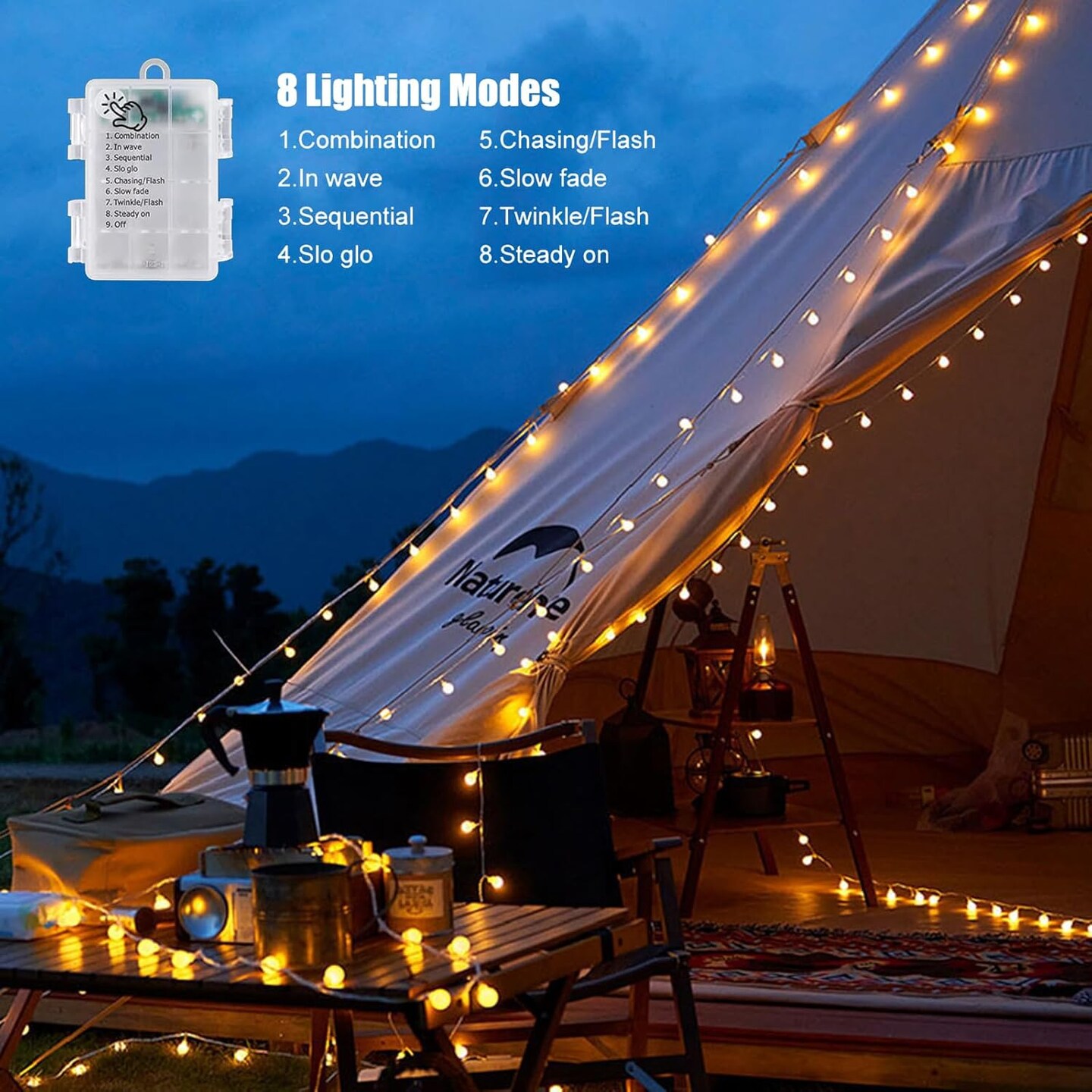 Battery Operated String Lights 100 LED 40Ft Fairy Lights with 8 Lighting Modes Waterproof Twinkle Lights for Christmas Bedroom Wedding Party Xmas Tree Decoration